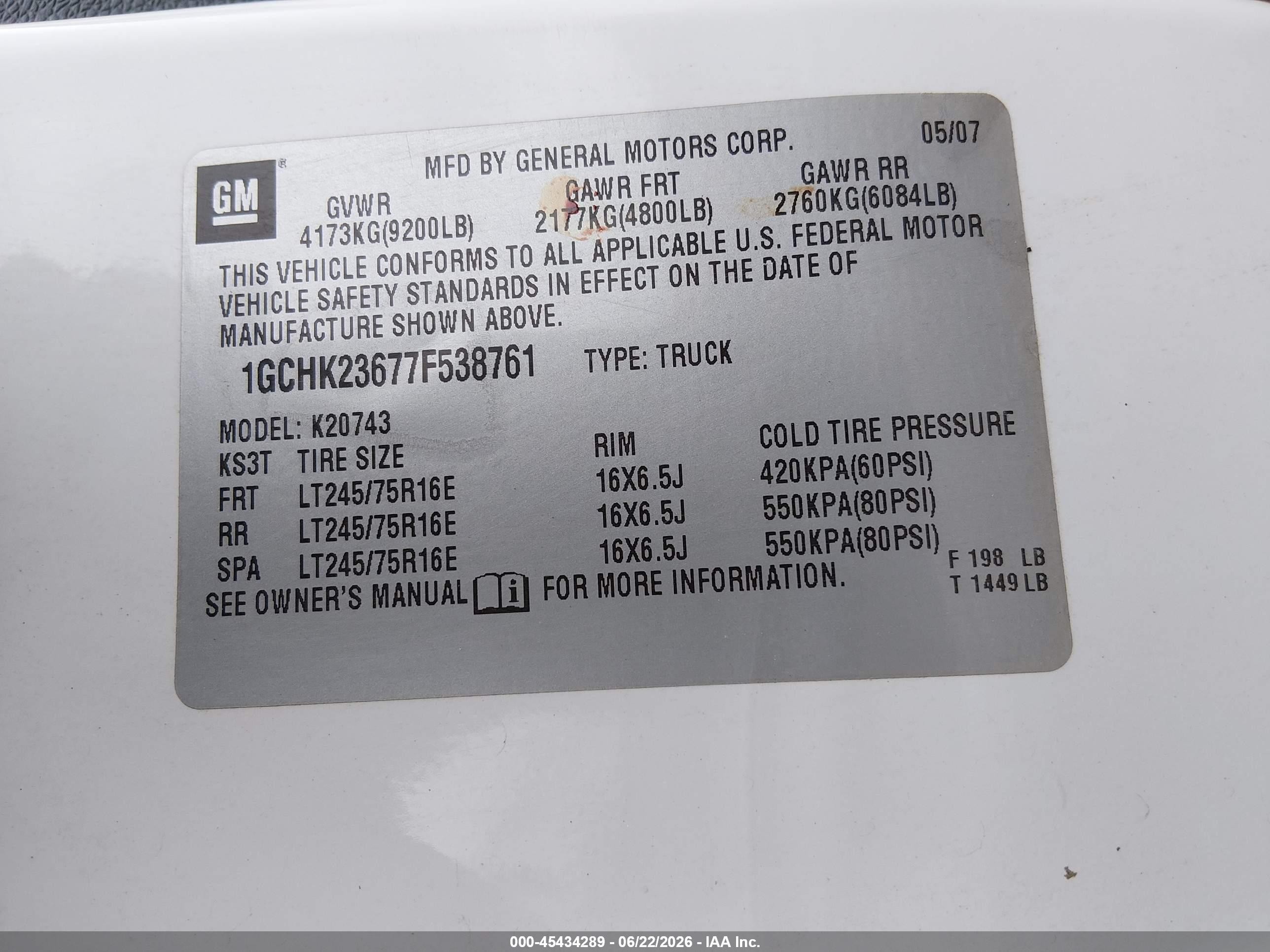 2007 Chevrolet Silverado 2500hd Lt1 White vin: 1GCHK23677F538761