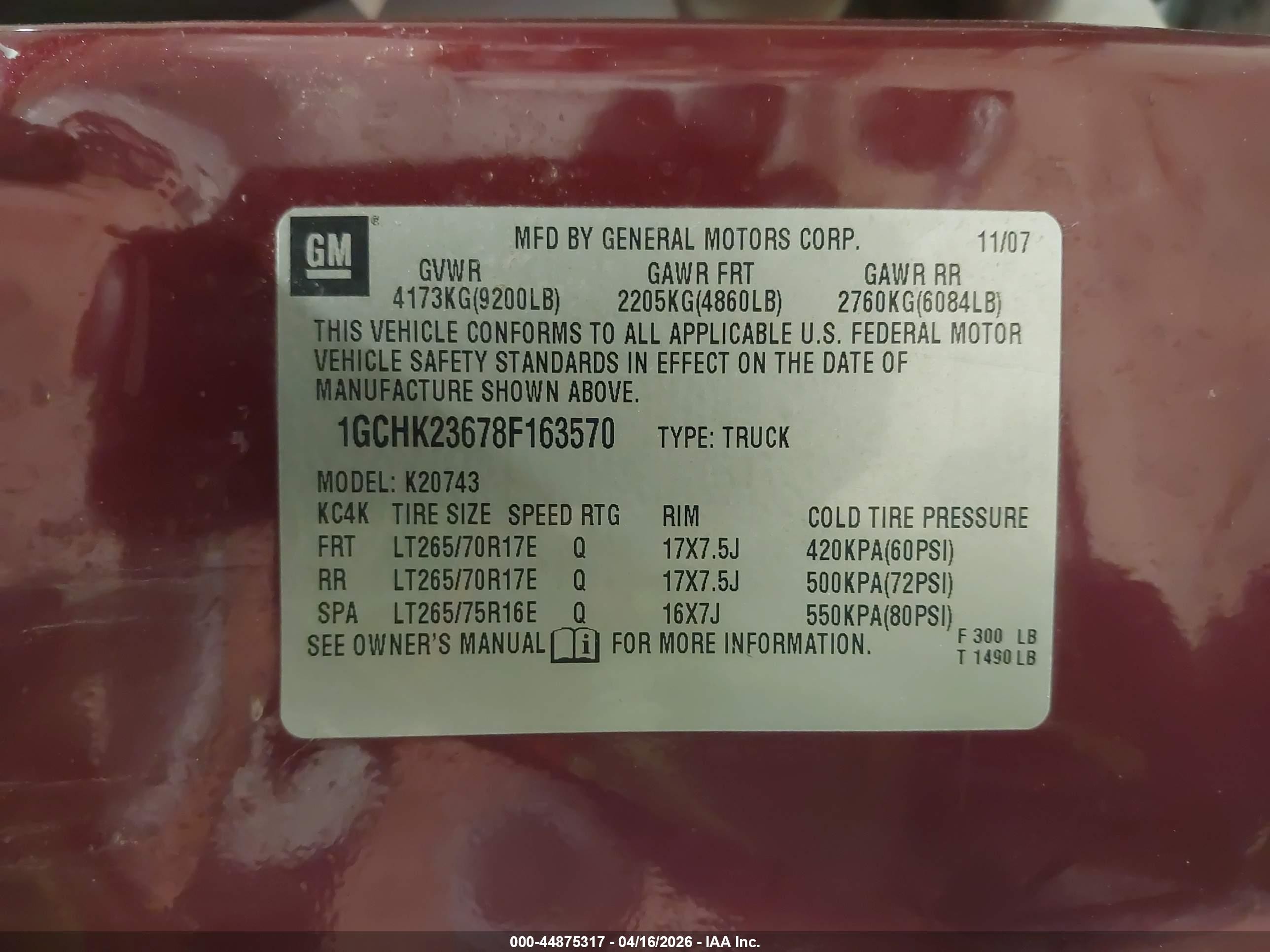2008 Chevrolet Silverado 2500hd Ltz Бордовый vin: 1GCHK23678F163570