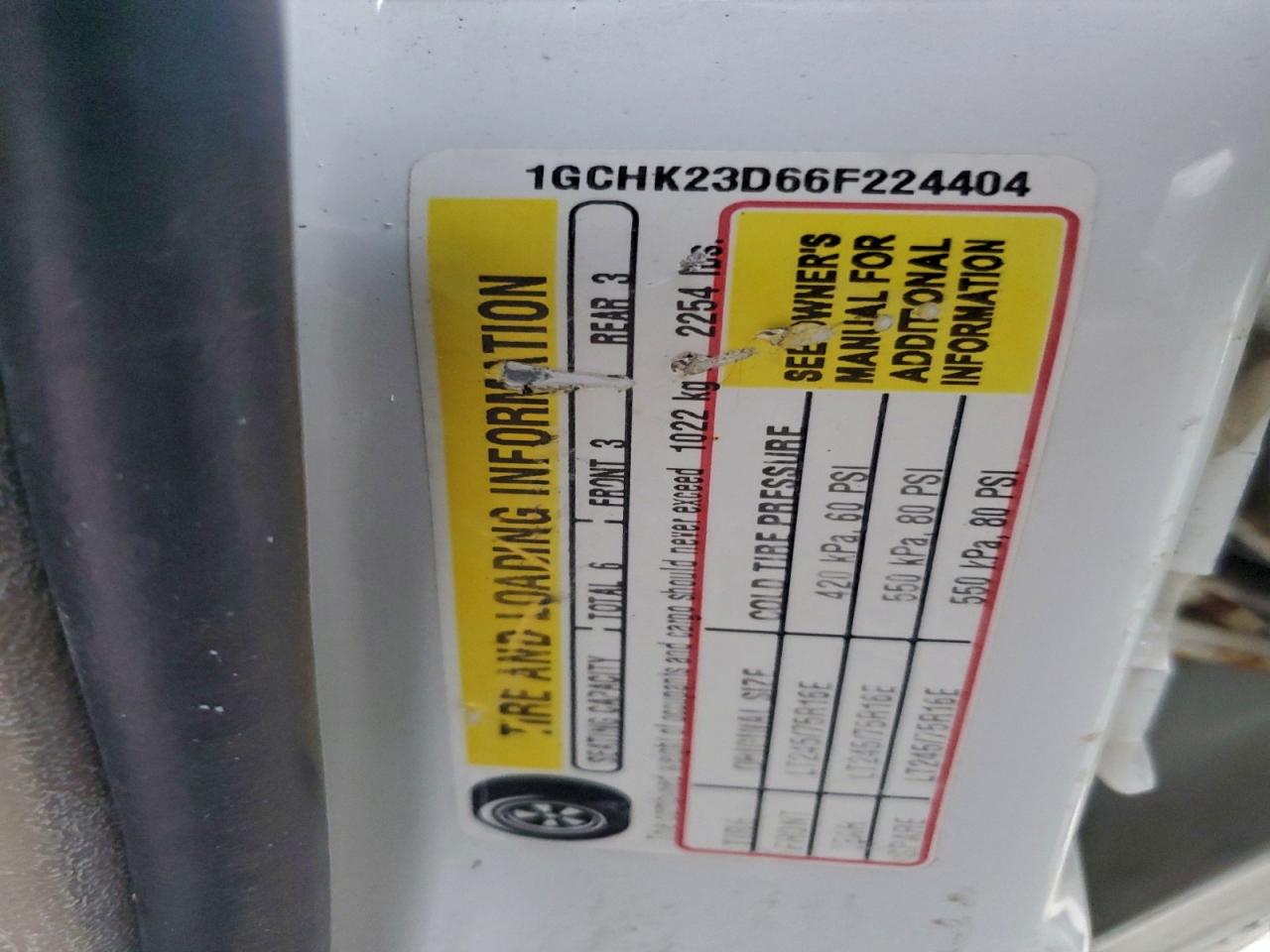2006 Chevrolet Silverado K2500 Heavy Duty White vin: 1GCHK23D66F224404