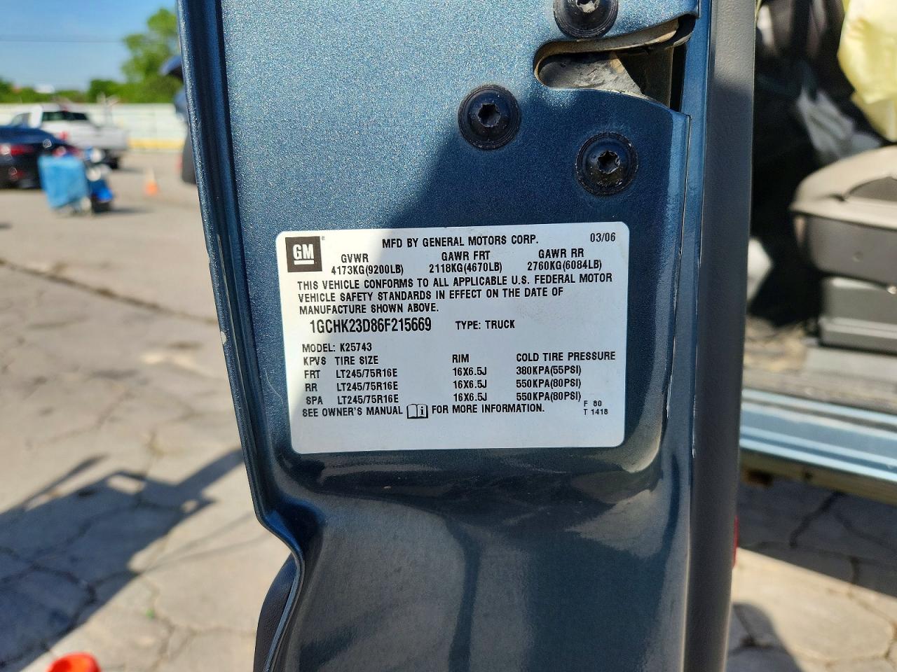 2006 Chevrolet Silverado K2500 Heavy Duty Blue vin: 1GCHK23D86F215669