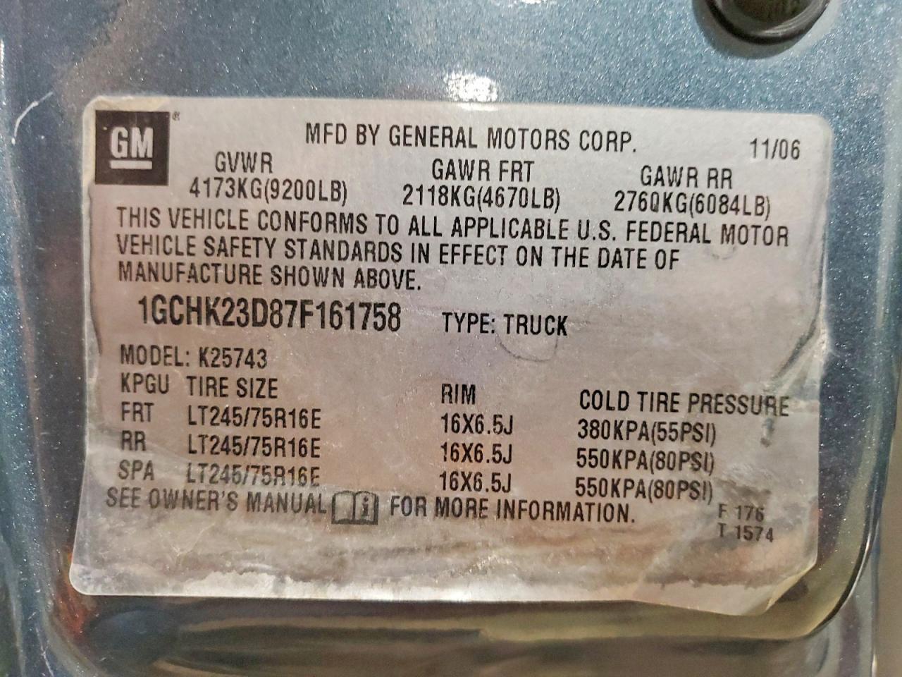 2007 Chevrolet Silverado K2500 Heavy Duty Charcoal vin: 1GCHK23D87F161758