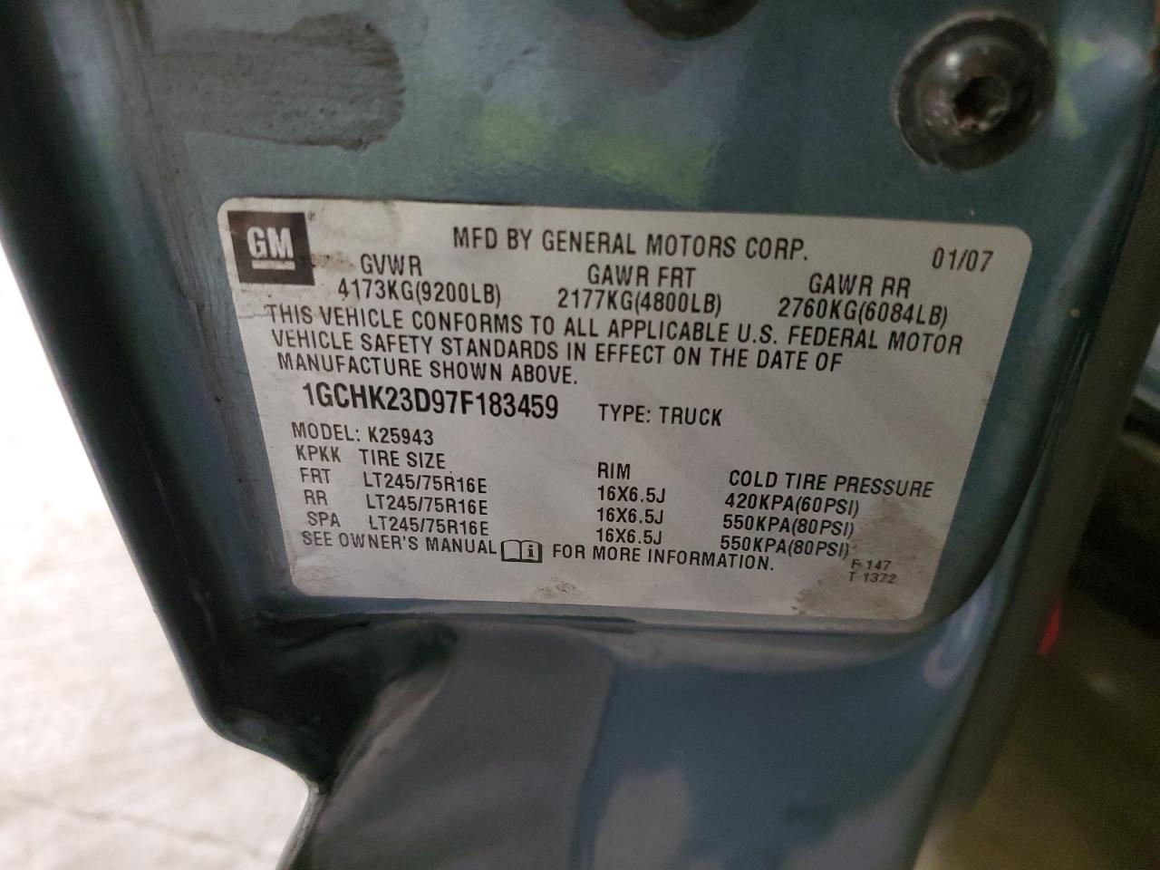 2007 Chevrolet Silverado K2500 Heavy Duty Blue vin: 1GCHK23D97F183459