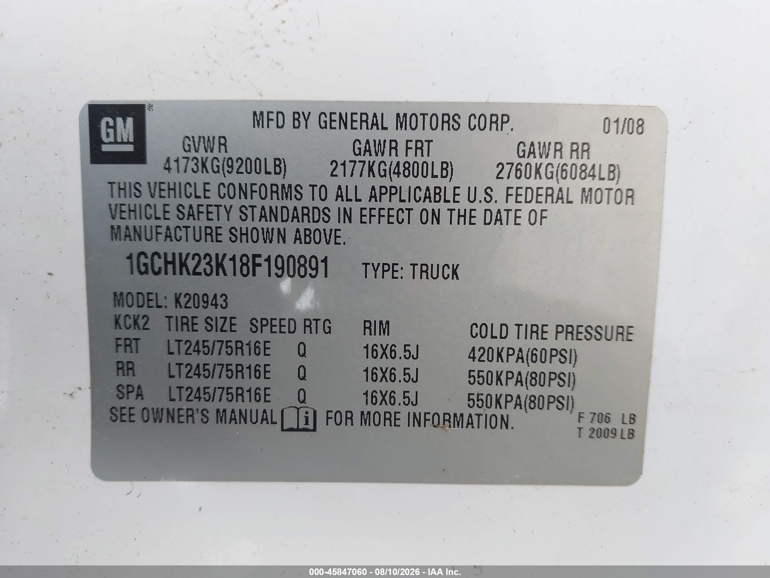 2008 Chevrolet Silverado 2500hd Work Truck White vin: 1GCHK23K18F190891