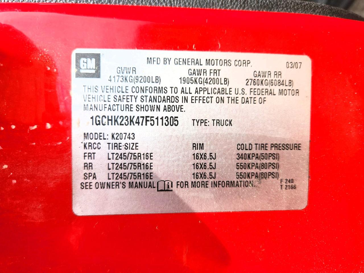 2007 Chevrolet Silverado K2500 Heavy Duty Red vin: 1GCHK23K47F511305