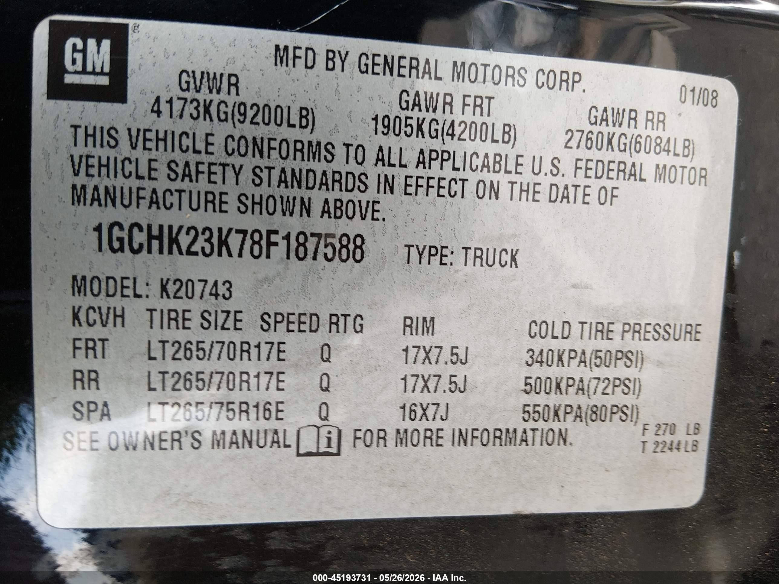 2008 Chevrolet Silverado 2500hd Ltz Black vin: 1GCHK23K78F187588