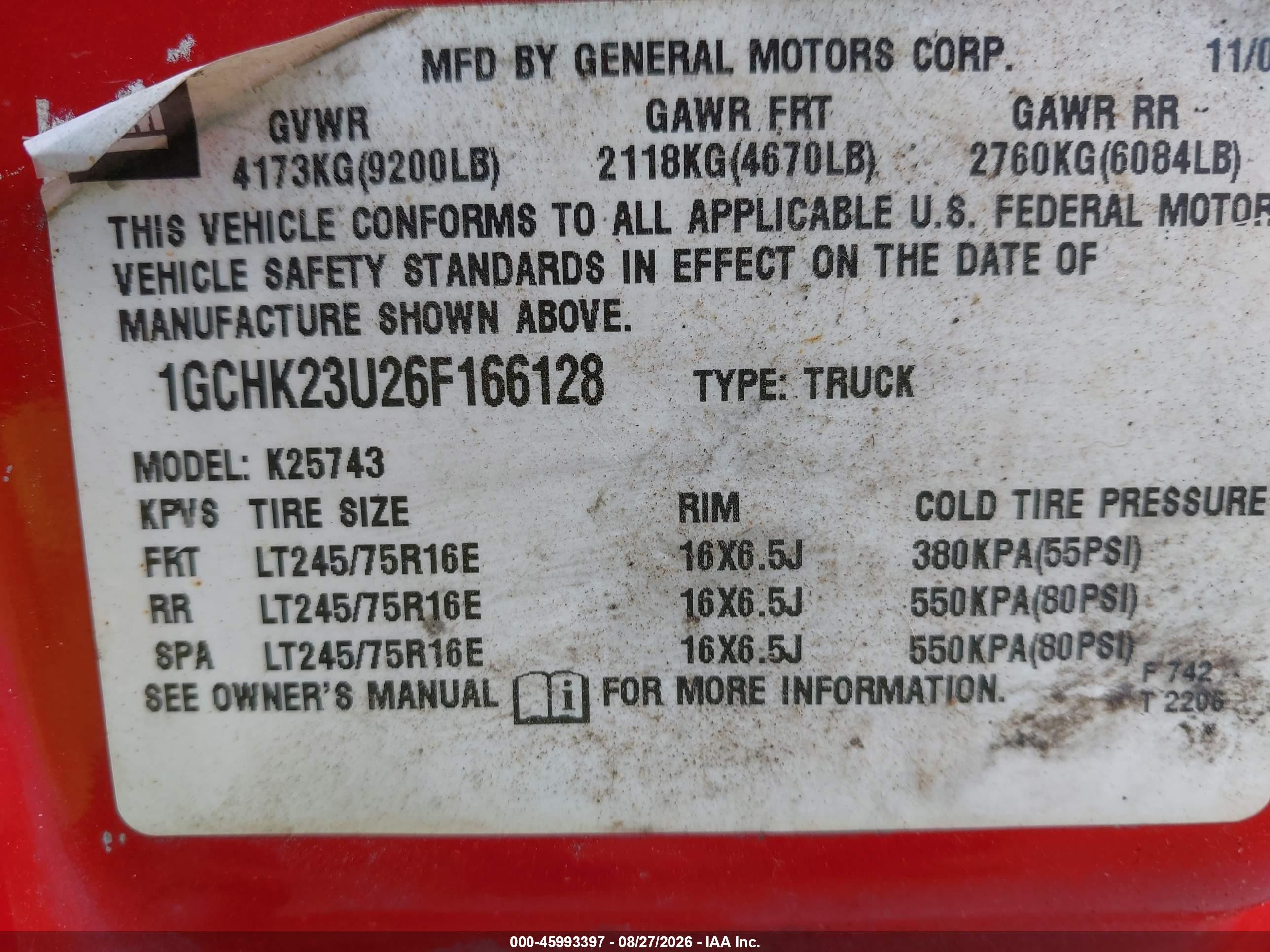2006 Chevrolet Silverado 2500hd Lt1 Red vin: 1GCHK23U26F166128