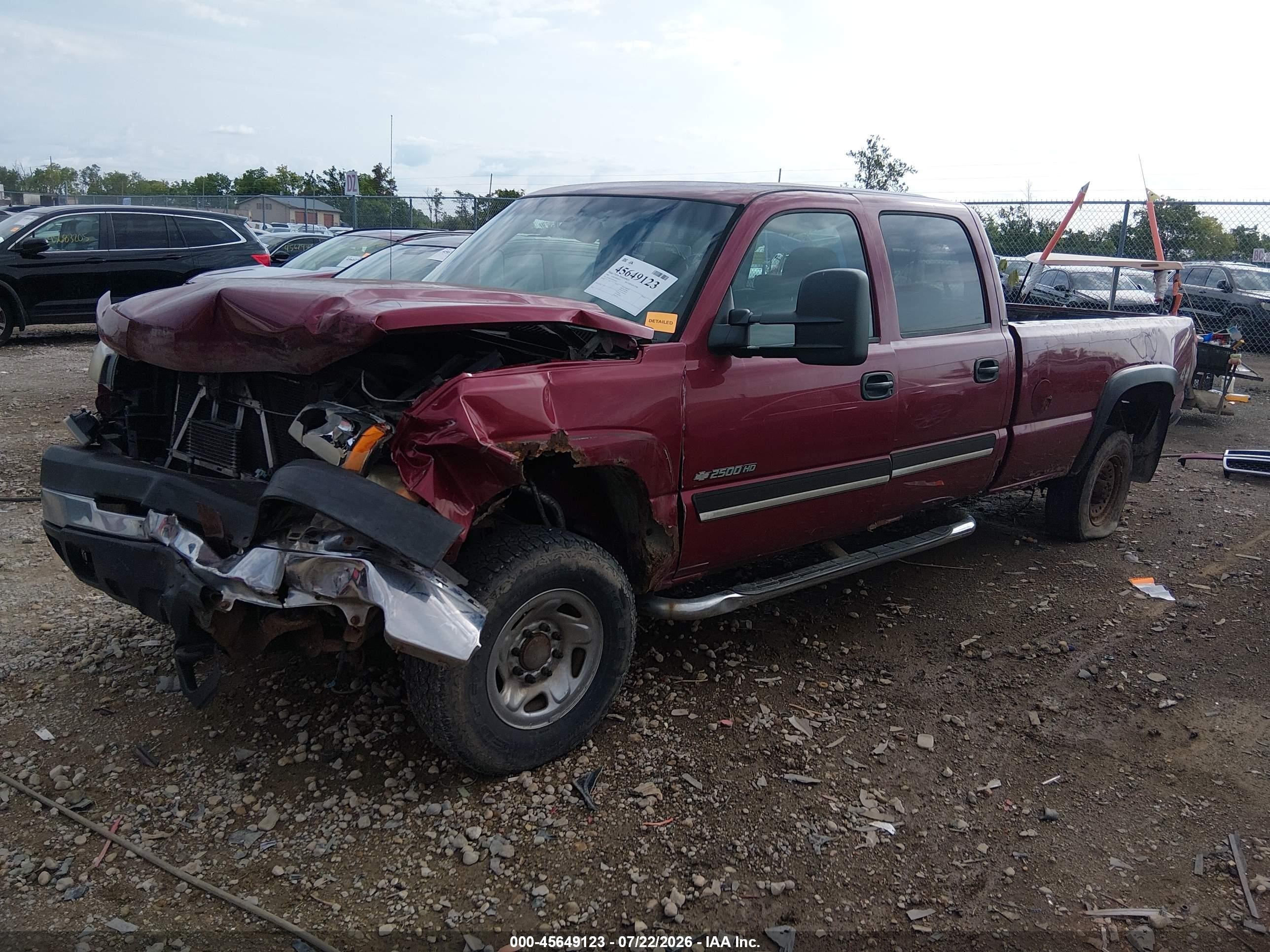 2006 Chevrolet Silverado 2500hd Ls/lt1/lt2/lt3/work Truck Maroon vin: 1GCHK23U46F194416