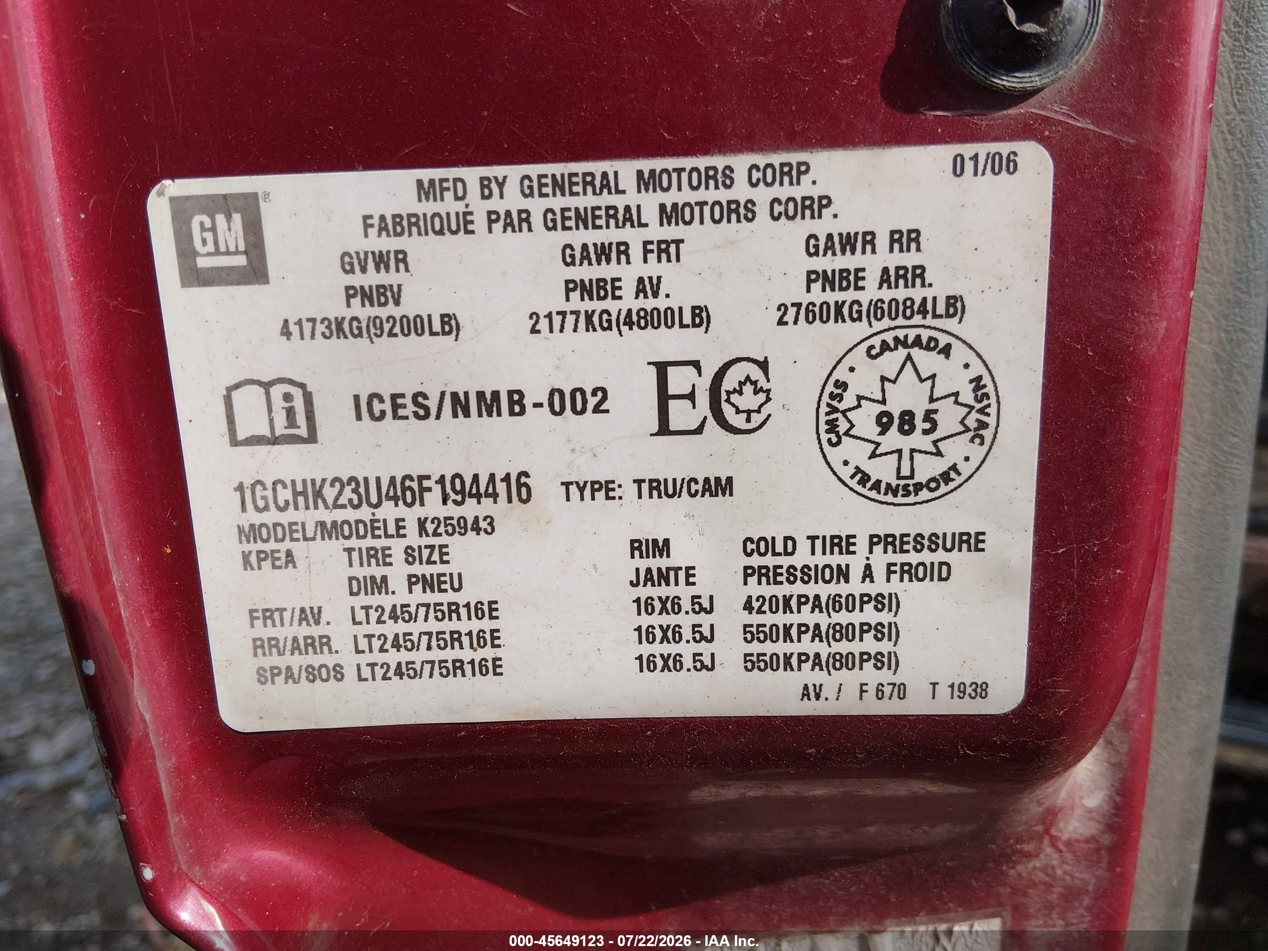 2006 Chevrolet Silverado 2500hd Ls/lt1/lt2/lt3/work Truck Maroon vin: 1GCHK23U46F194416