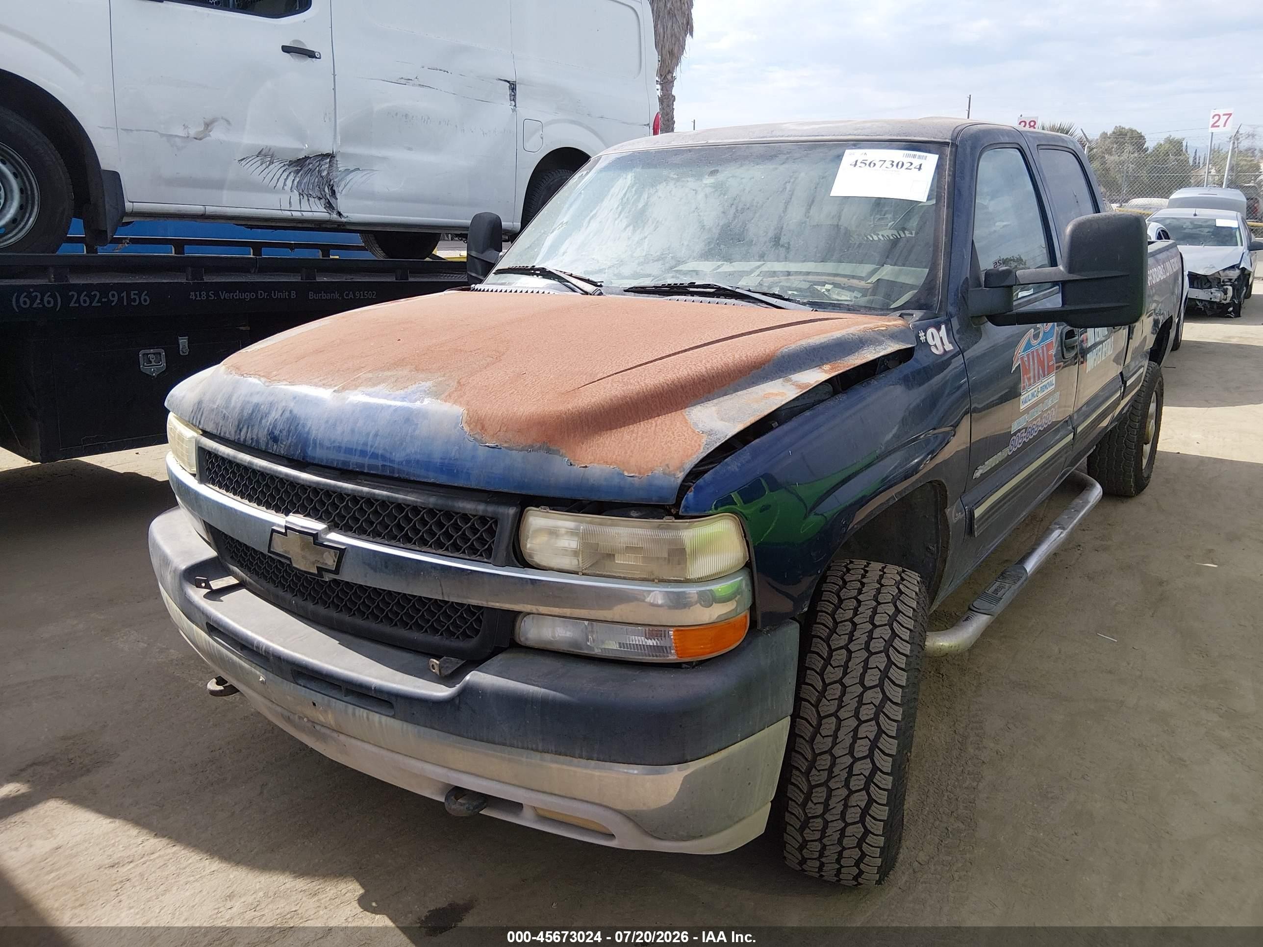 2001 Chevrolet Silverado 2500hd Ls Blue vin: 1GCHK23U51F140535