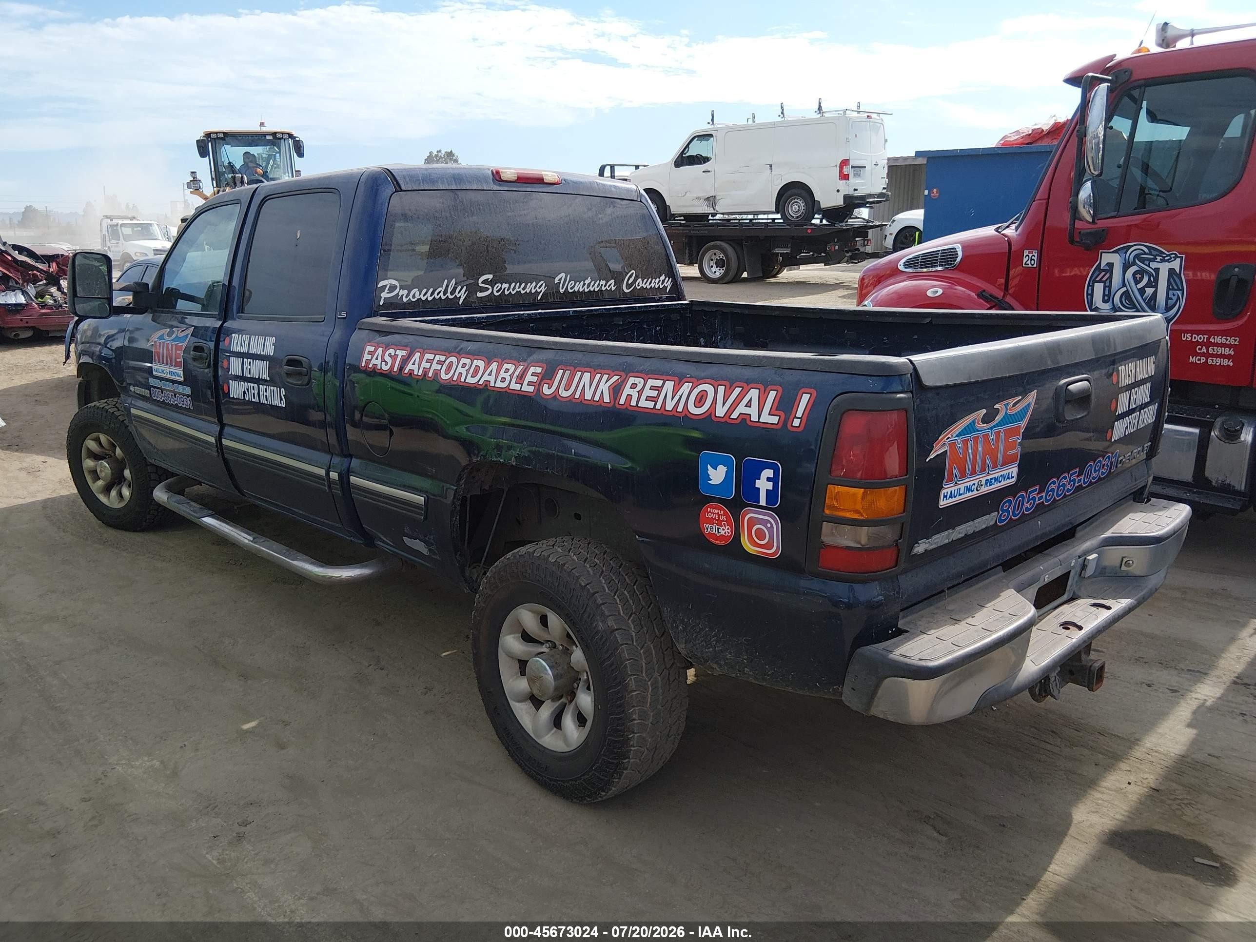 2001 Chevrolet Silverado 2500hd Ls Blue vin: 1GCHK23U51F140535