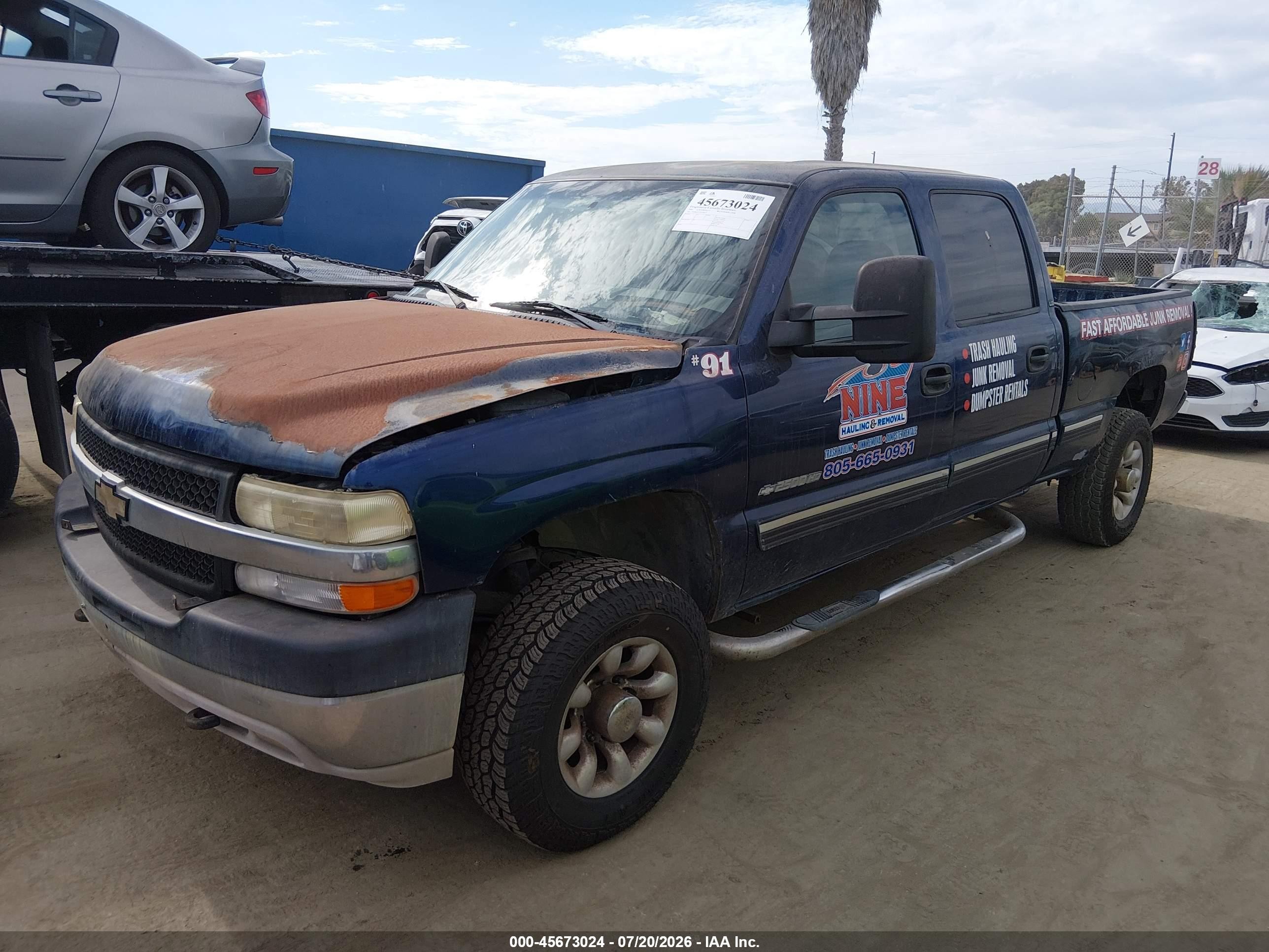 2001 Chevrolet Silverado 2500hd Ls Blue vin: 1GCHK23U51F140535