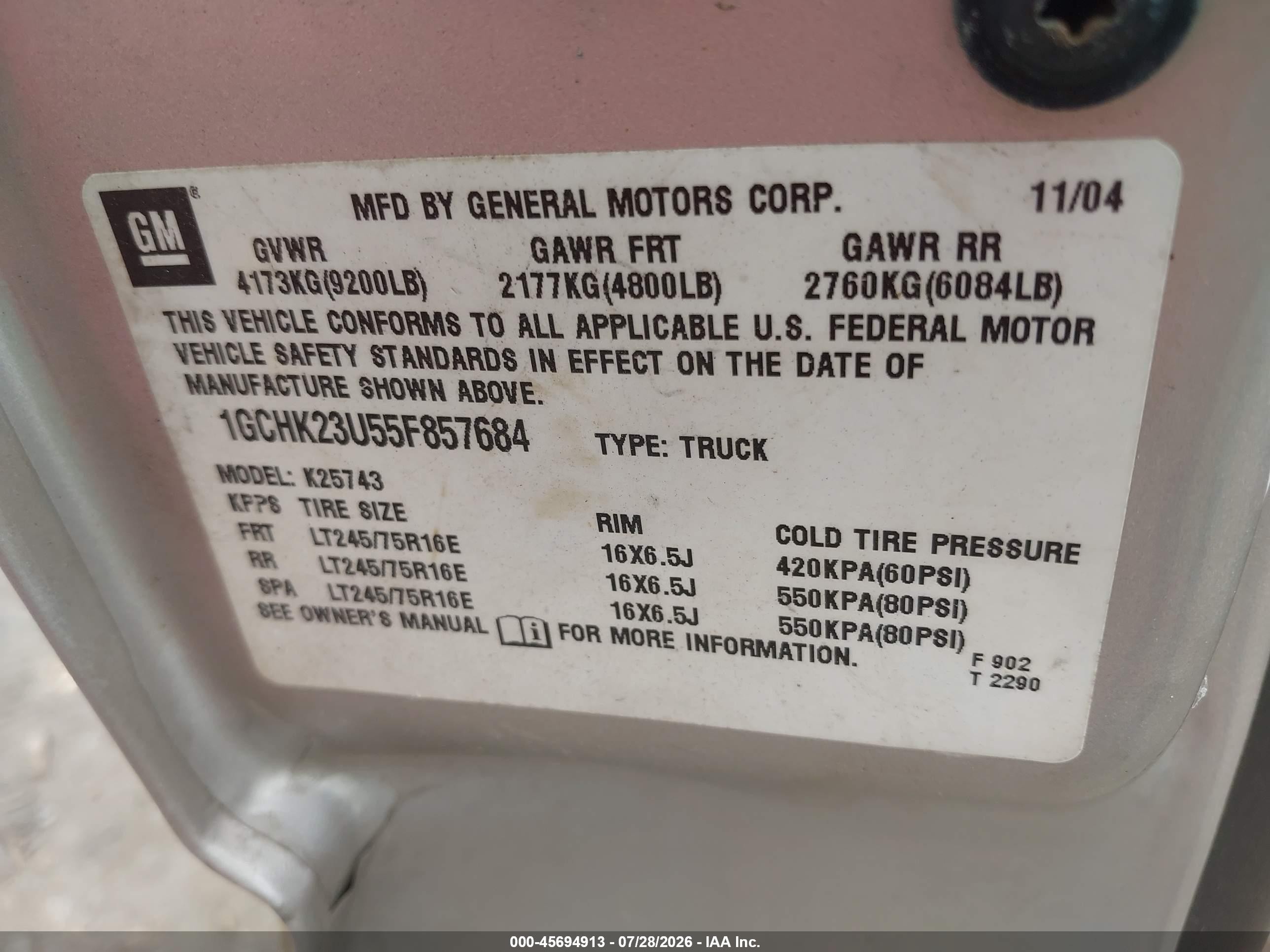 2005 Chevrolet Silverado 2500hd Ls Silver vin: 1GCHK23U55F857684