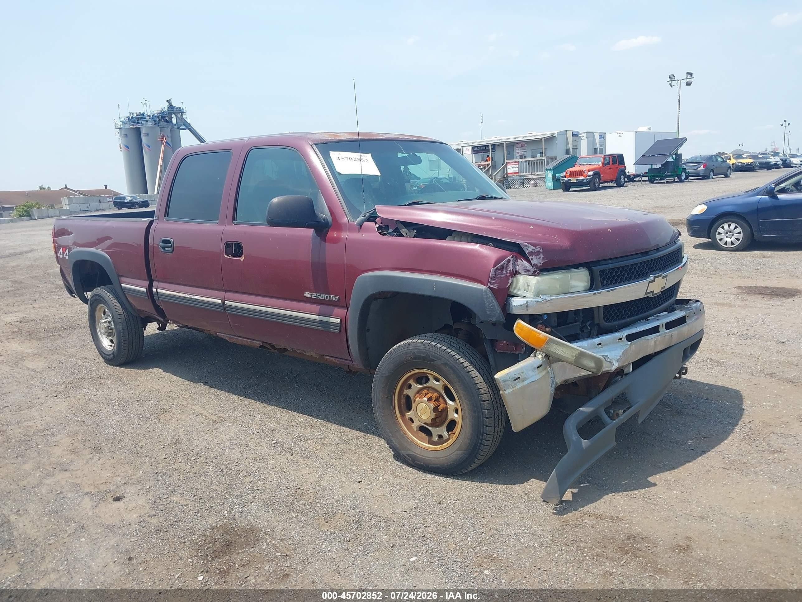 2002 Chevrolet Silverado 2500hd Ls Burgundy vin: 1GCHK23UX2F199260