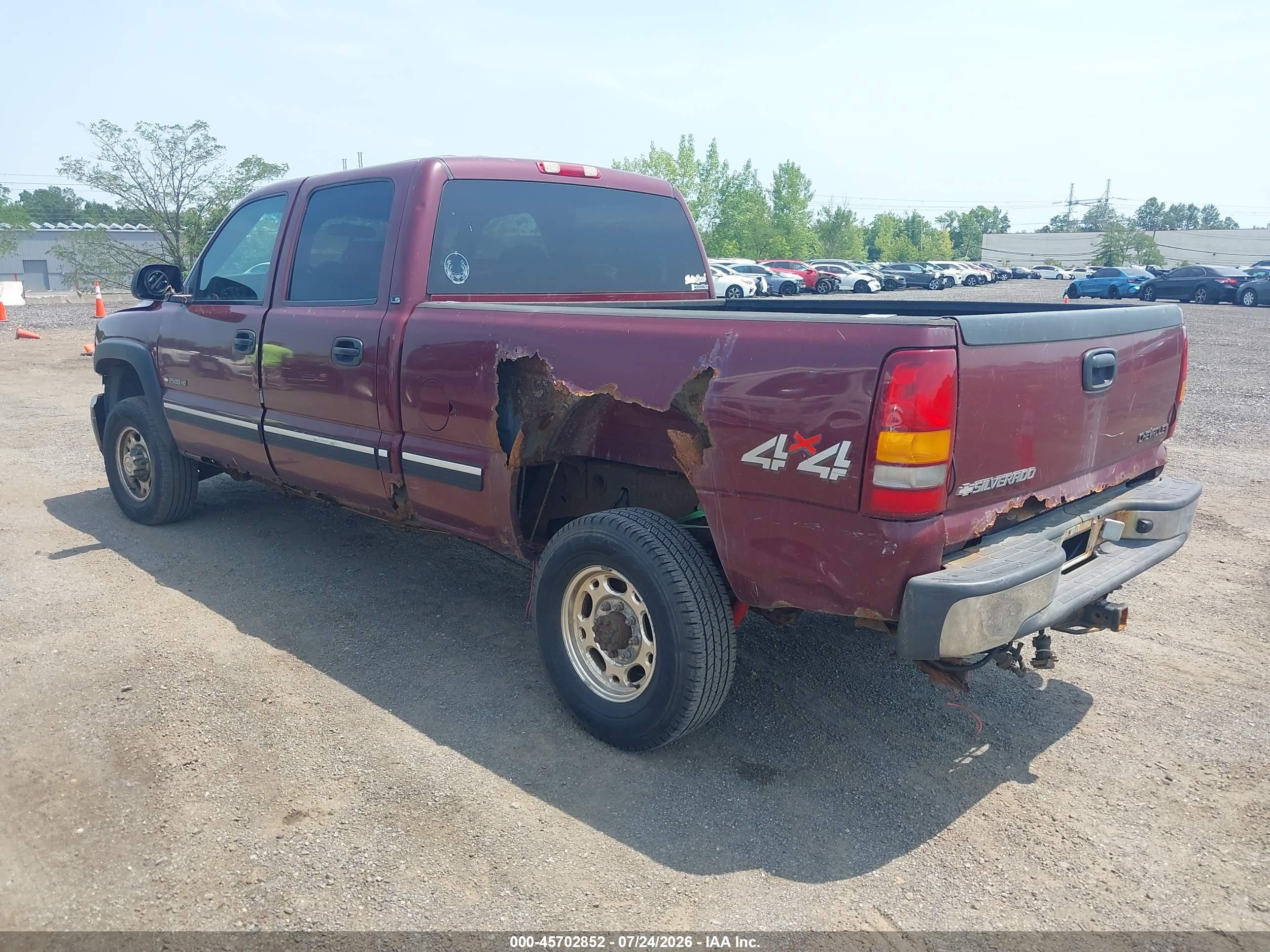 2002 Chevrolet Silverado 2500hd Ls Burgundy vin: 1GCHK23UX2F199260