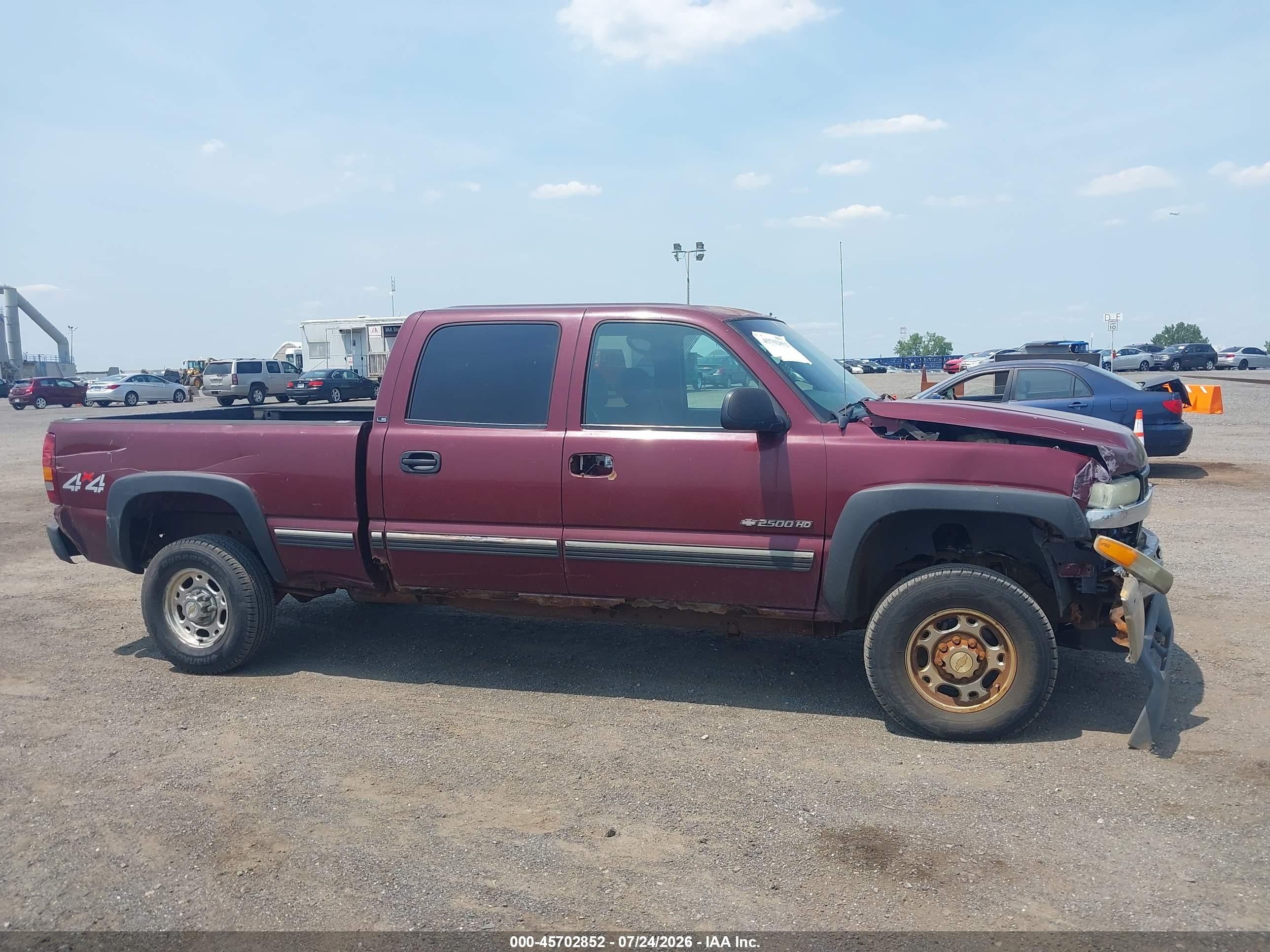 2002 Chevrolet Silverado 2500hd Ls Burgundy vin: 1GCHK23UX2F199260