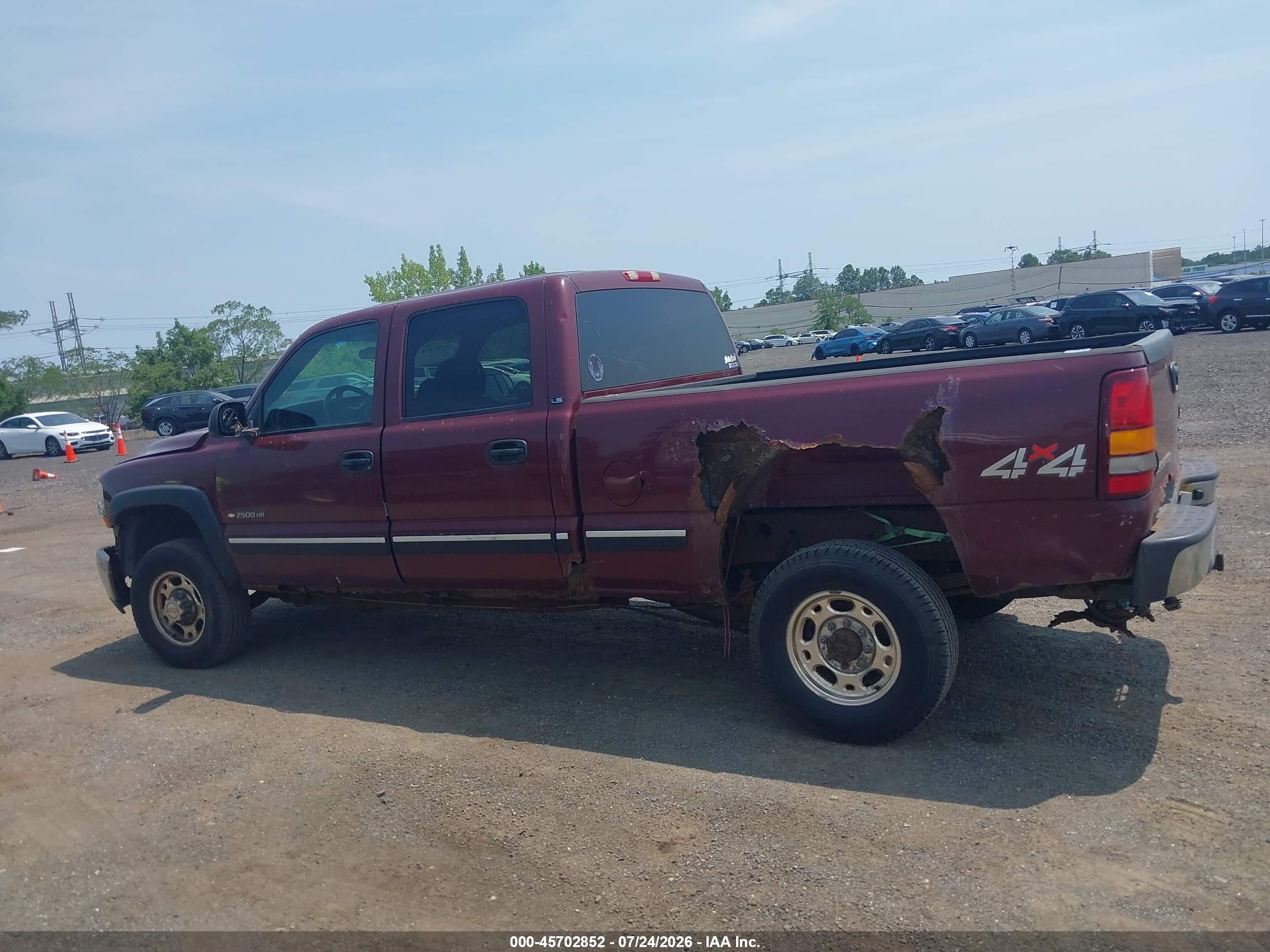 2002 Chevrolet Silverado 2500hd Ls Burgundy vin: 1GCHK23UX2F199260