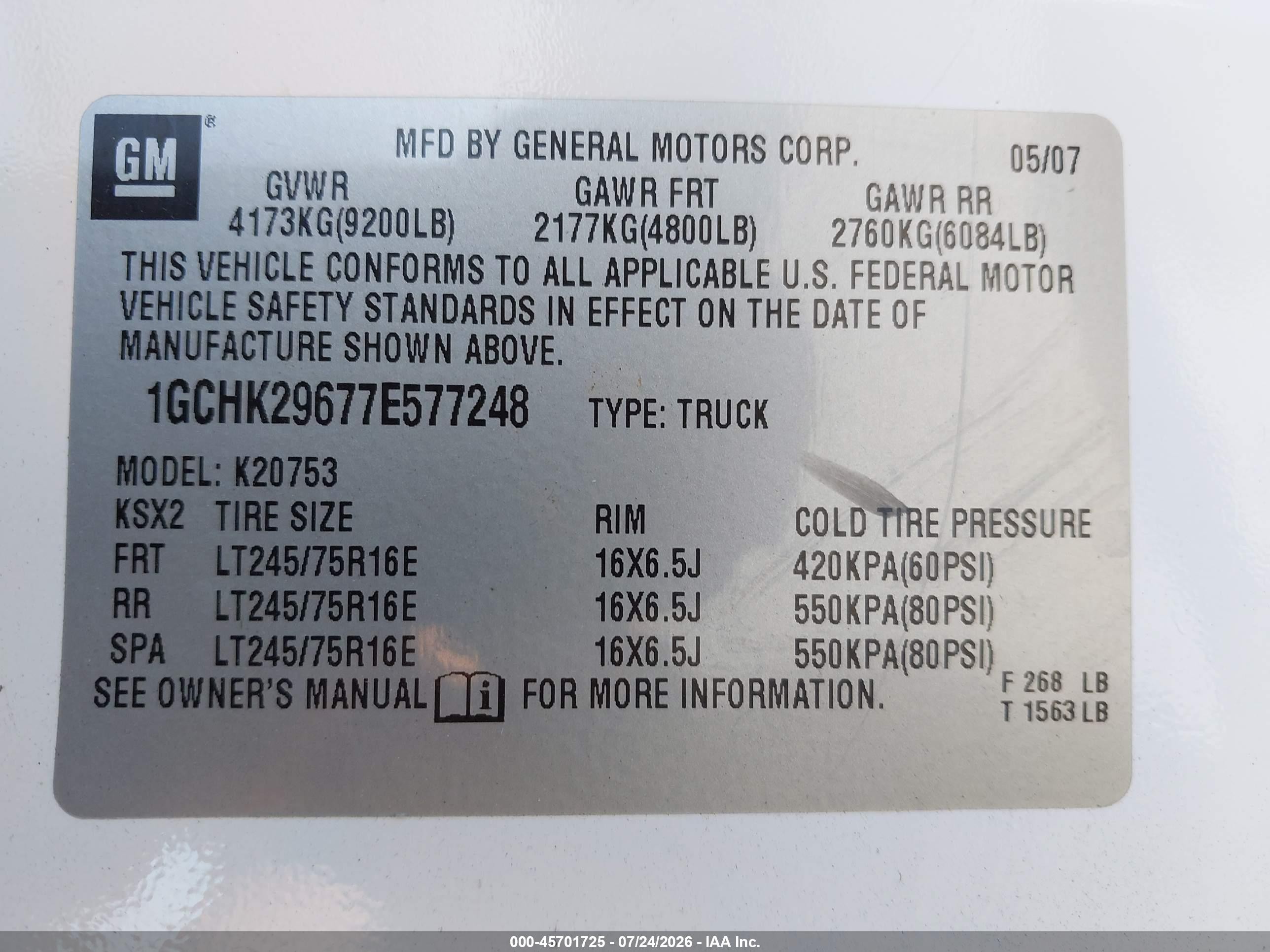 2007 Chevrolet Silverado 2500hd Work Truck White vin: 1GCHK29677E577248