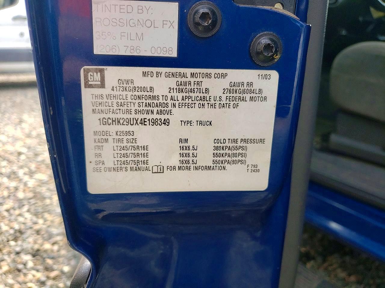 2004 Chevrolet Silverado K2500 Heavy Duty Blue vin: 1GCHK29UX4E198349