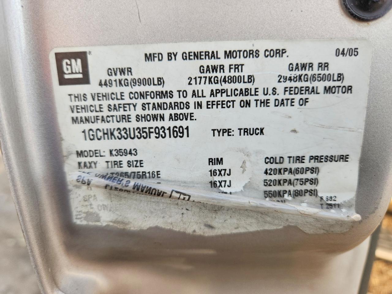 2005 Chevrolet Silverado K3500 Silver vin: 1GCHK33U35F931691