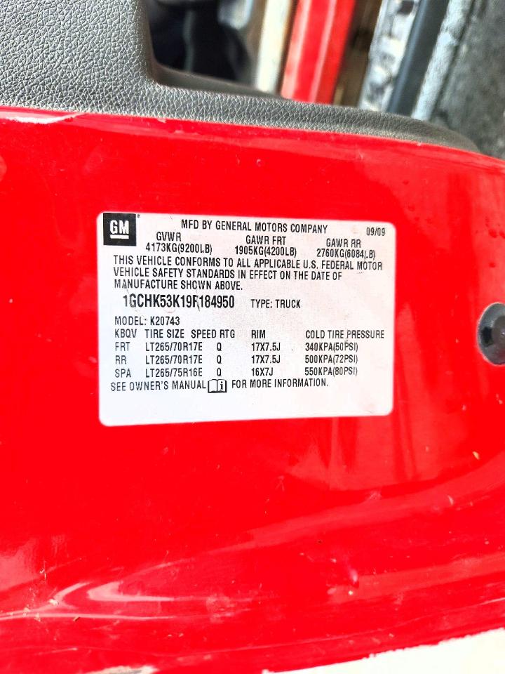 2009 Chevrolet Silverado K2500 Heavy Duty Lt Red vin: 1GCHK53K19F184950