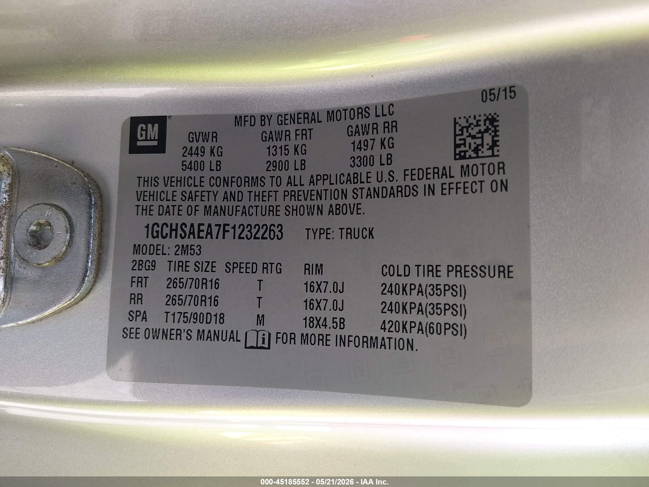 2015 Chevrolet Colorado Wt Серебряный vin: 1GCHSAEA7F1232263