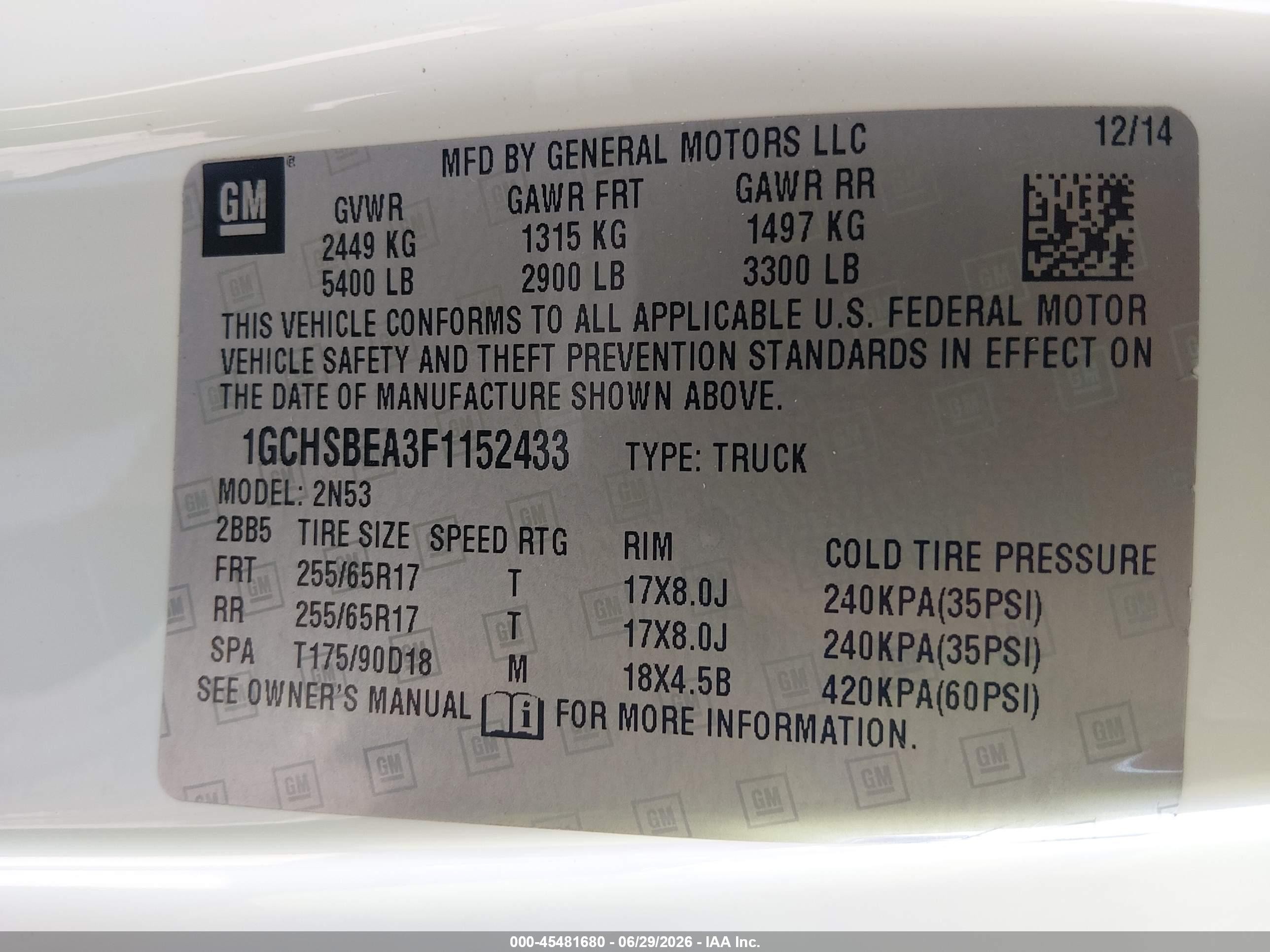 2015 Chevrolet Colorado 2wd Lt White vin: 1GCHSBEA3F1152433