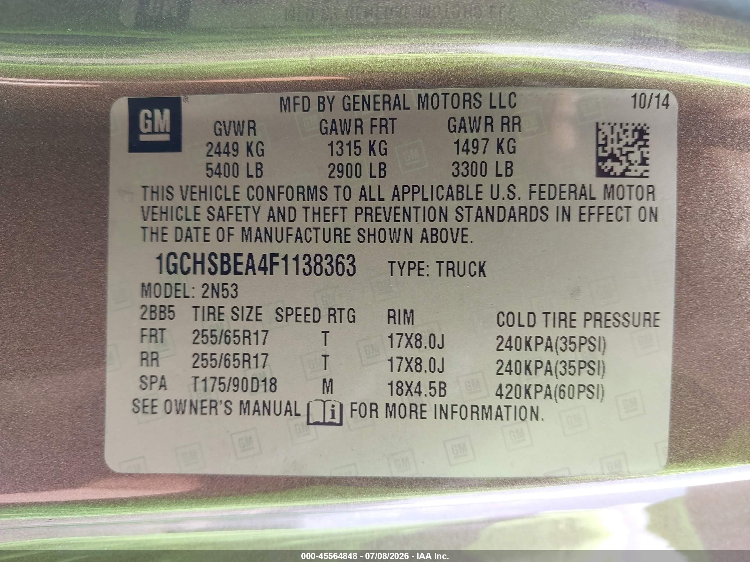 2015 Chevrolet Colorado 2wd Lt Brown vin: 1GCHSBEA4F1138363