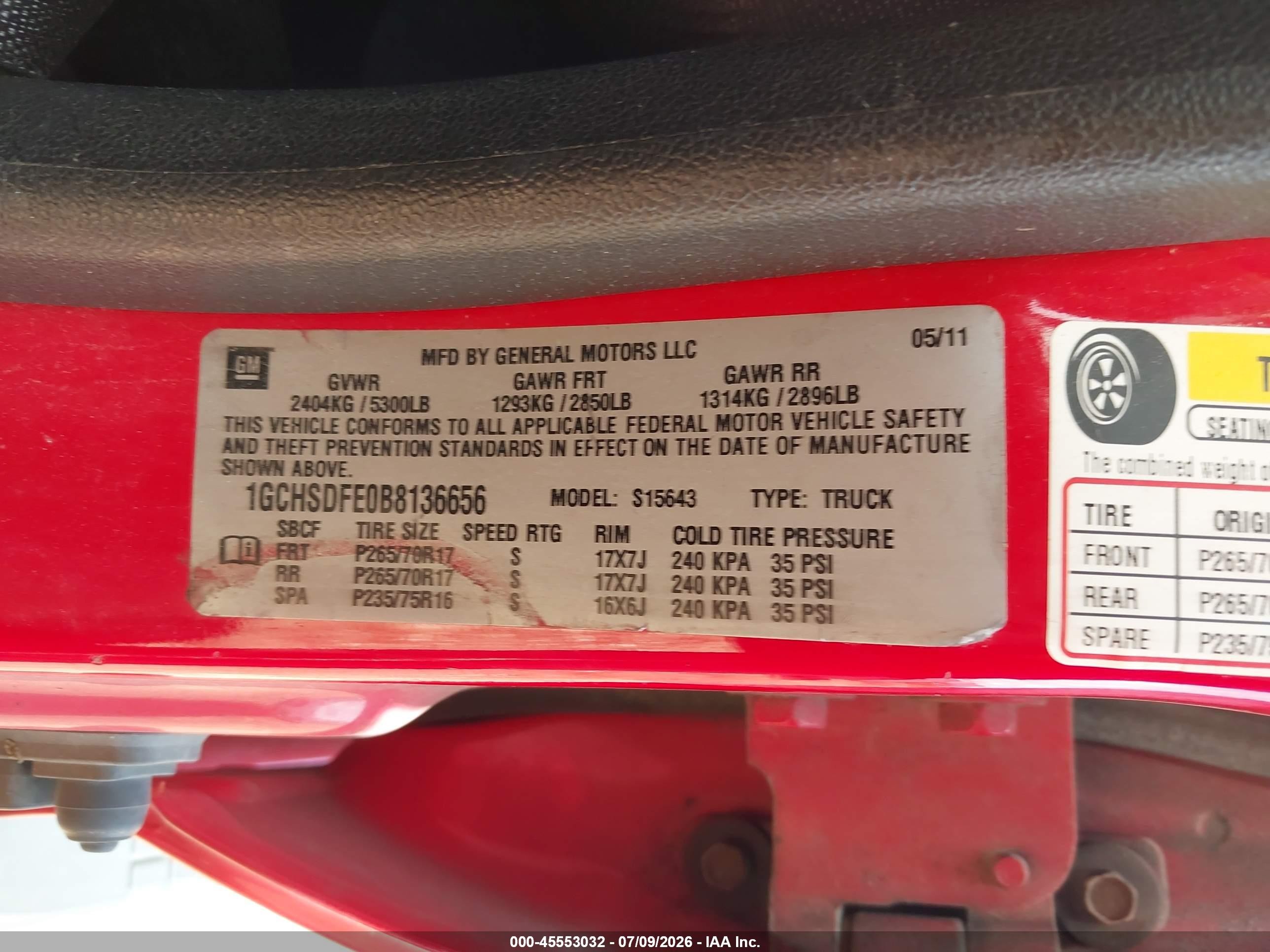 2011 Chevrolet Colorado 2lt Red vin: 1GCHSDFE0B8136656