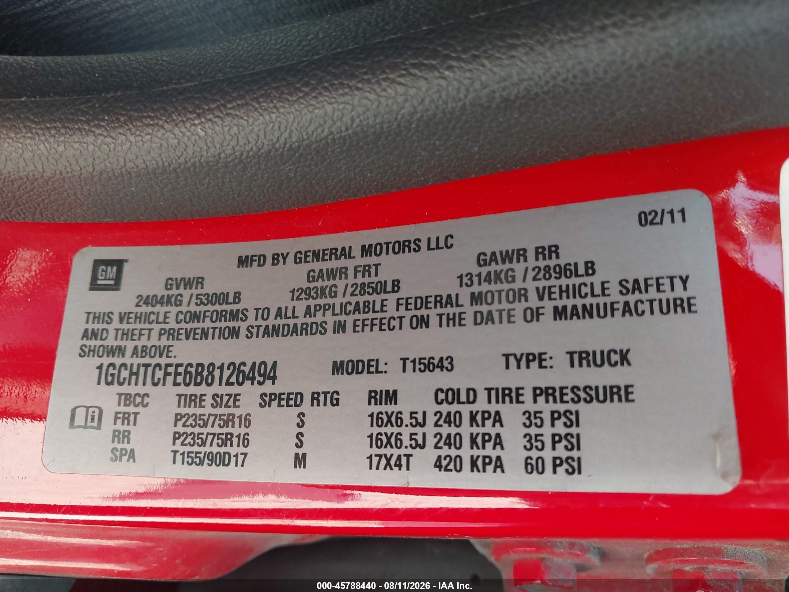 2011 Chevrolet Colorado 1lt Red vin: 1GCHTCFE6B8126494