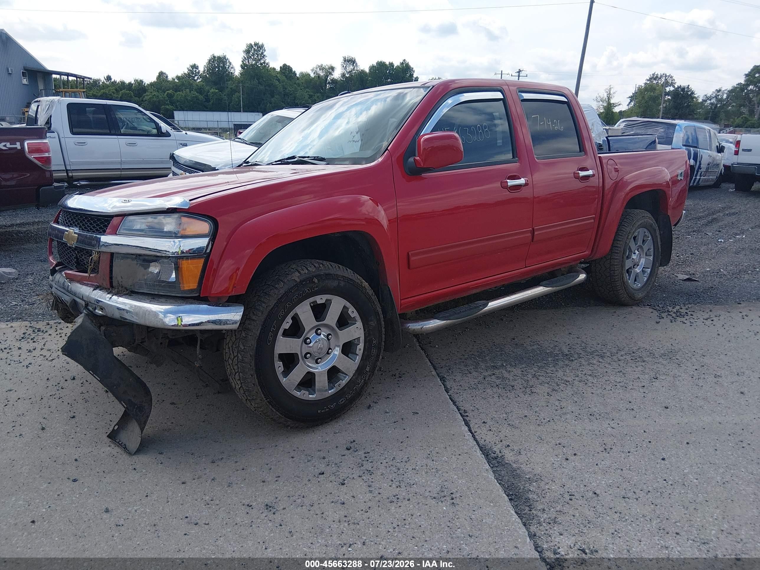 2012 Chevrolet Colorado Lt W/2lt Red vin: 1GCHTDFEXC8112198