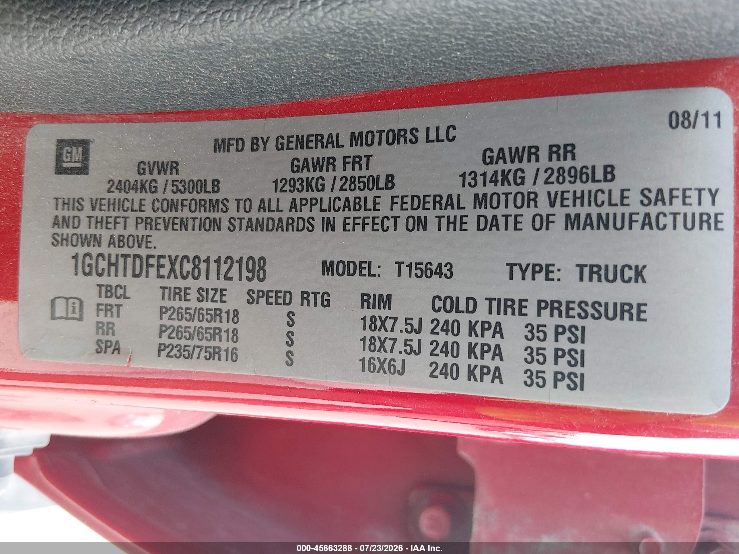 2012 Chevrolet Colorado Lt W/2lt Red vin: 1GCHTDFEXC8112198
