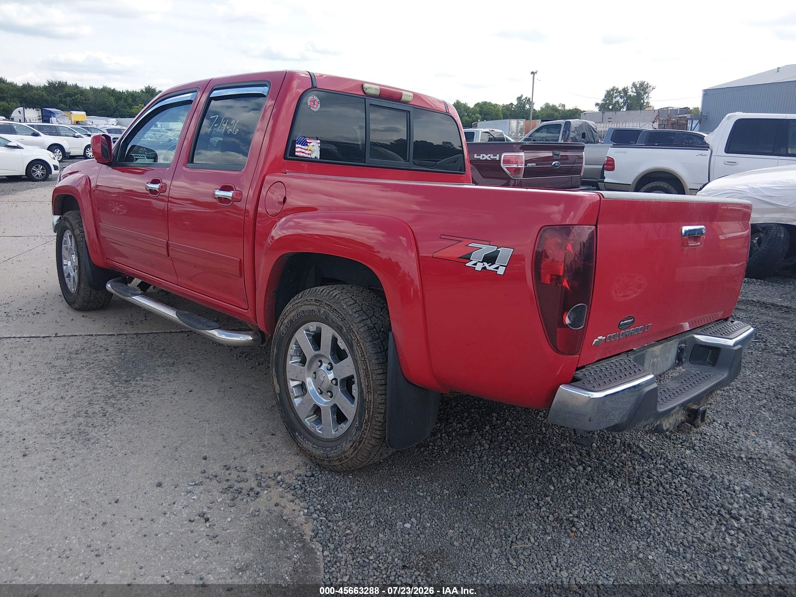 2012 Chevrolet Colorado Lt W/2lt Red vin: 1GCHTDFEXC8112198