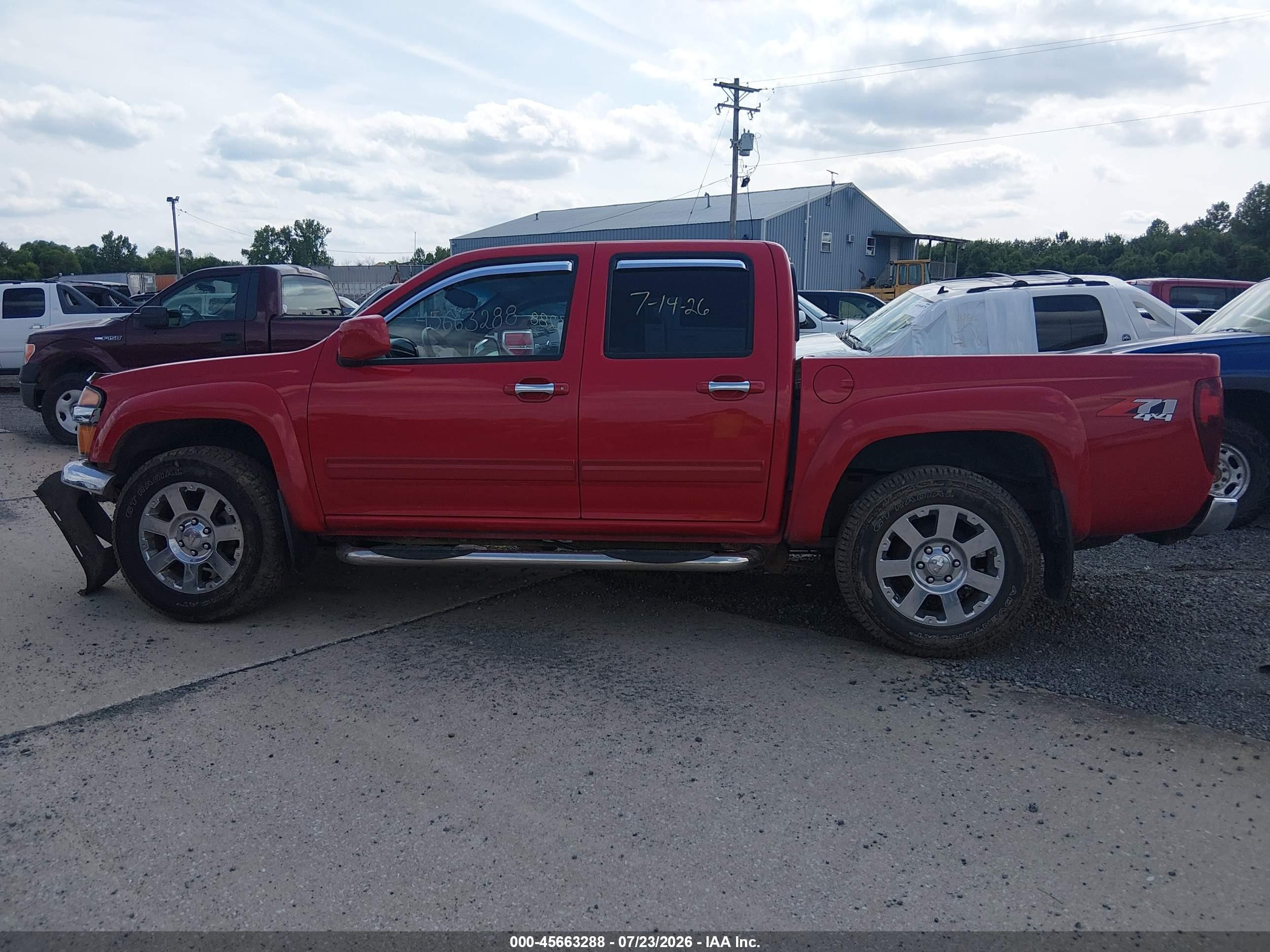 2012 Chevrolet Colorado Lt W/2lt Red vin: 1GCHTDFEXC8112198