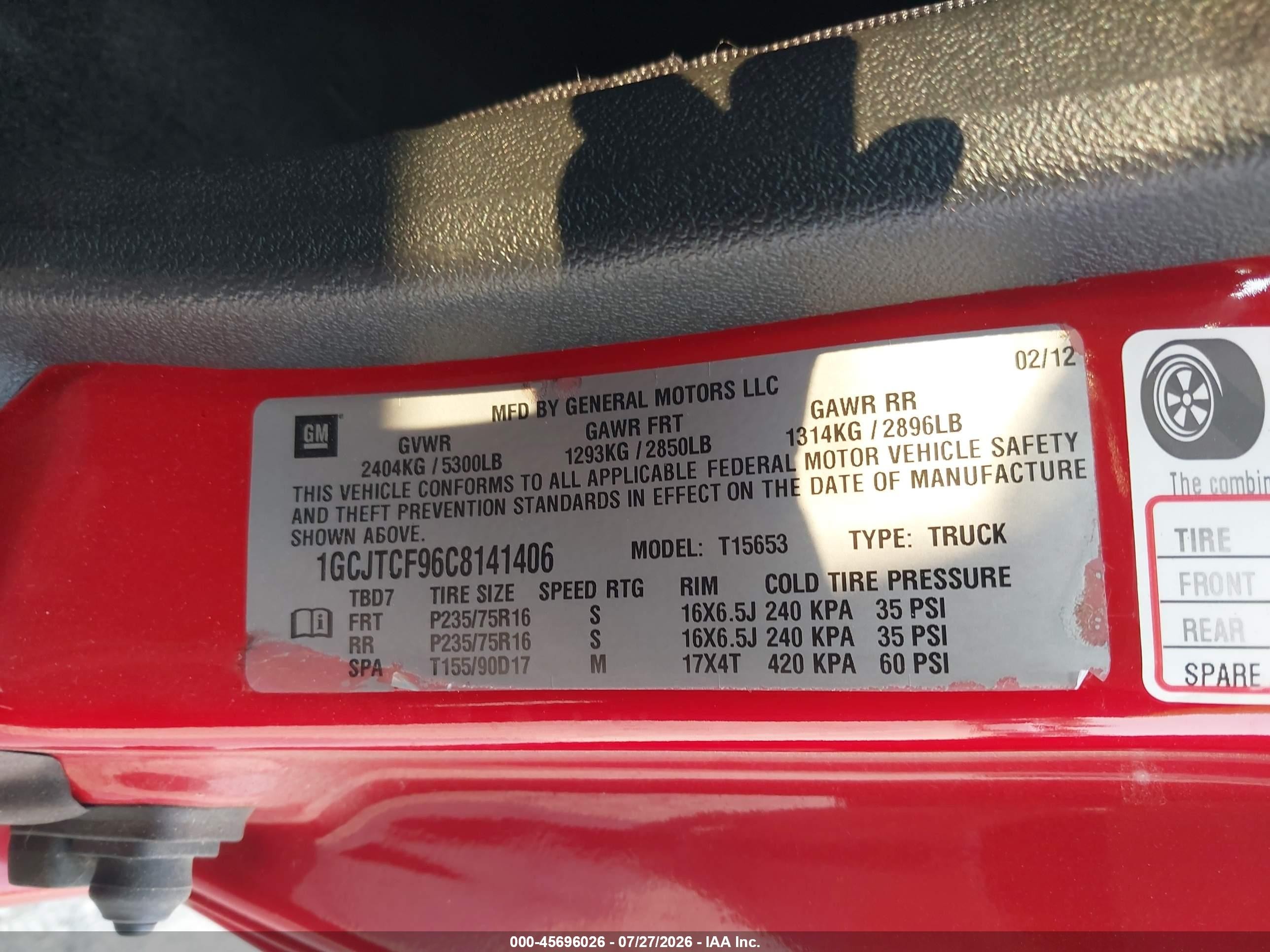 2012 Chevrolet Colorado Lt W/1lt Red vin: 1GCJTCF96C8141406