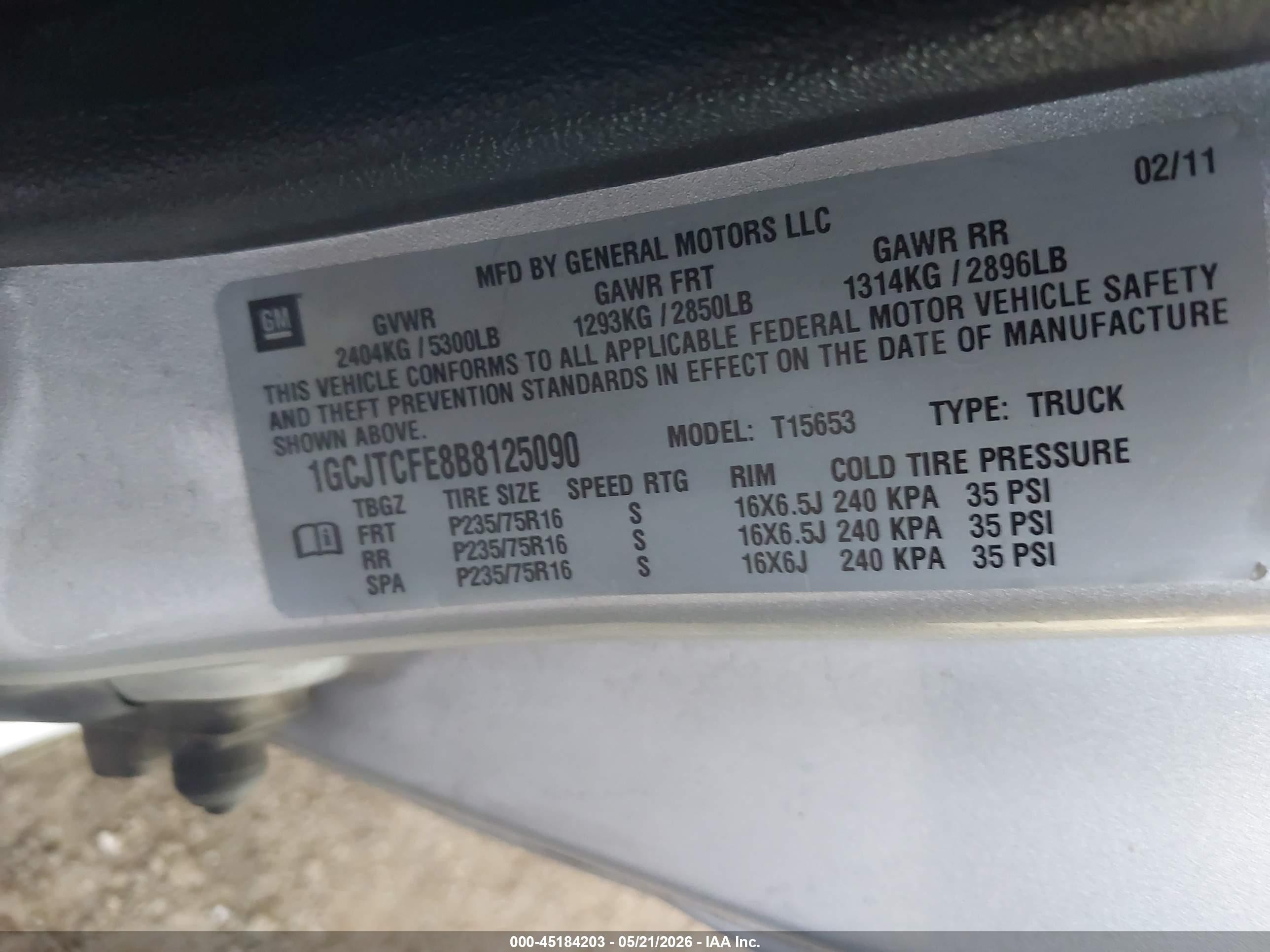 2011 Chevrolet Colorado 1lt Серый vin: 1GCJTCFE8B8125090