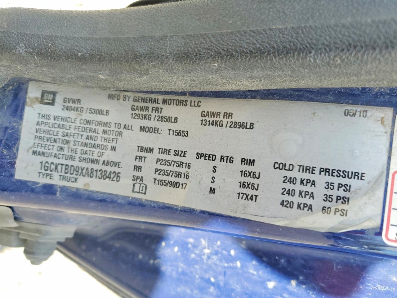 2010 Chevrolet Colorado Blue vin: 1GCKTBD9XA8138426