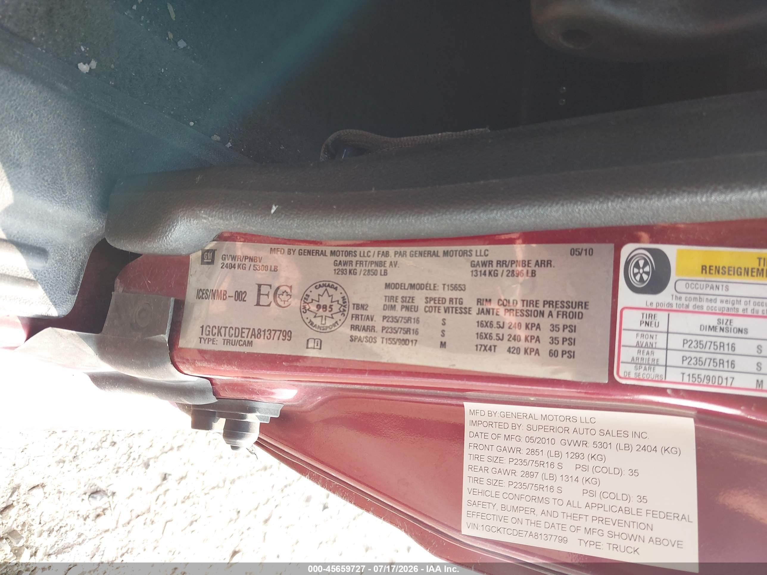 2010 Chevrolet Colorado 1lt Red vin: 1GCKTCDE7A8137799