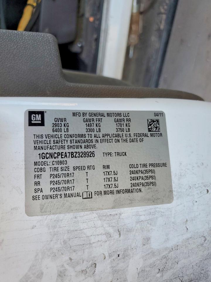 2011 Chevrolet Silverado C1500 White vin: 1GCNCPEA7BZ328926