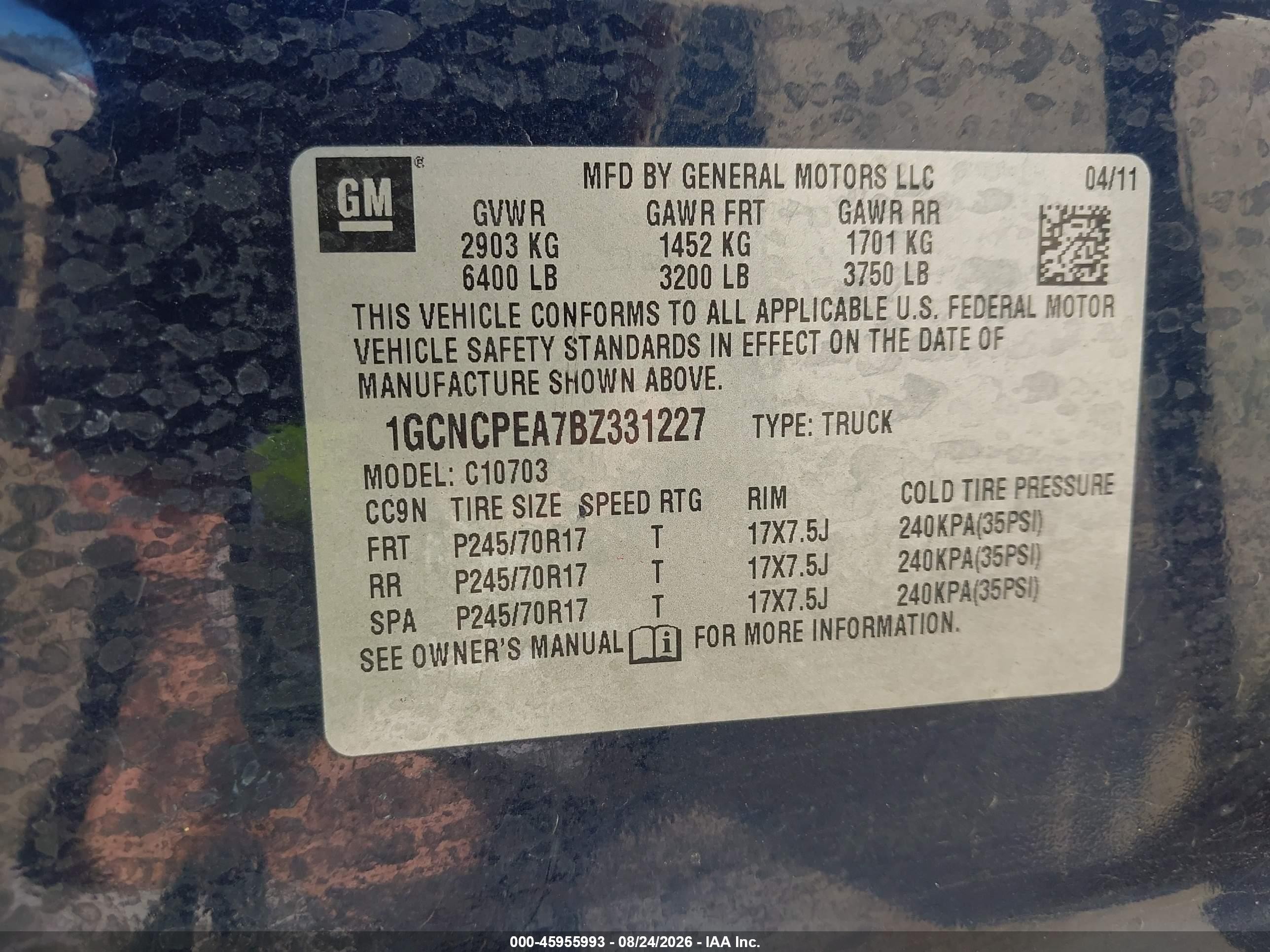 2011 Chevrolet Silverado 1500 Work Truck Blue vin: 1GCNCPEA7BZ331227