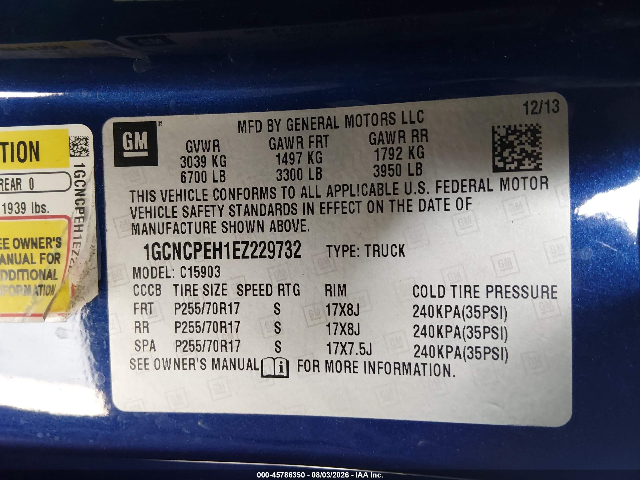 2014 Chevrolet Silverado 1500 Work Truck Blue vin: 1GCNCPEH1EZ229732