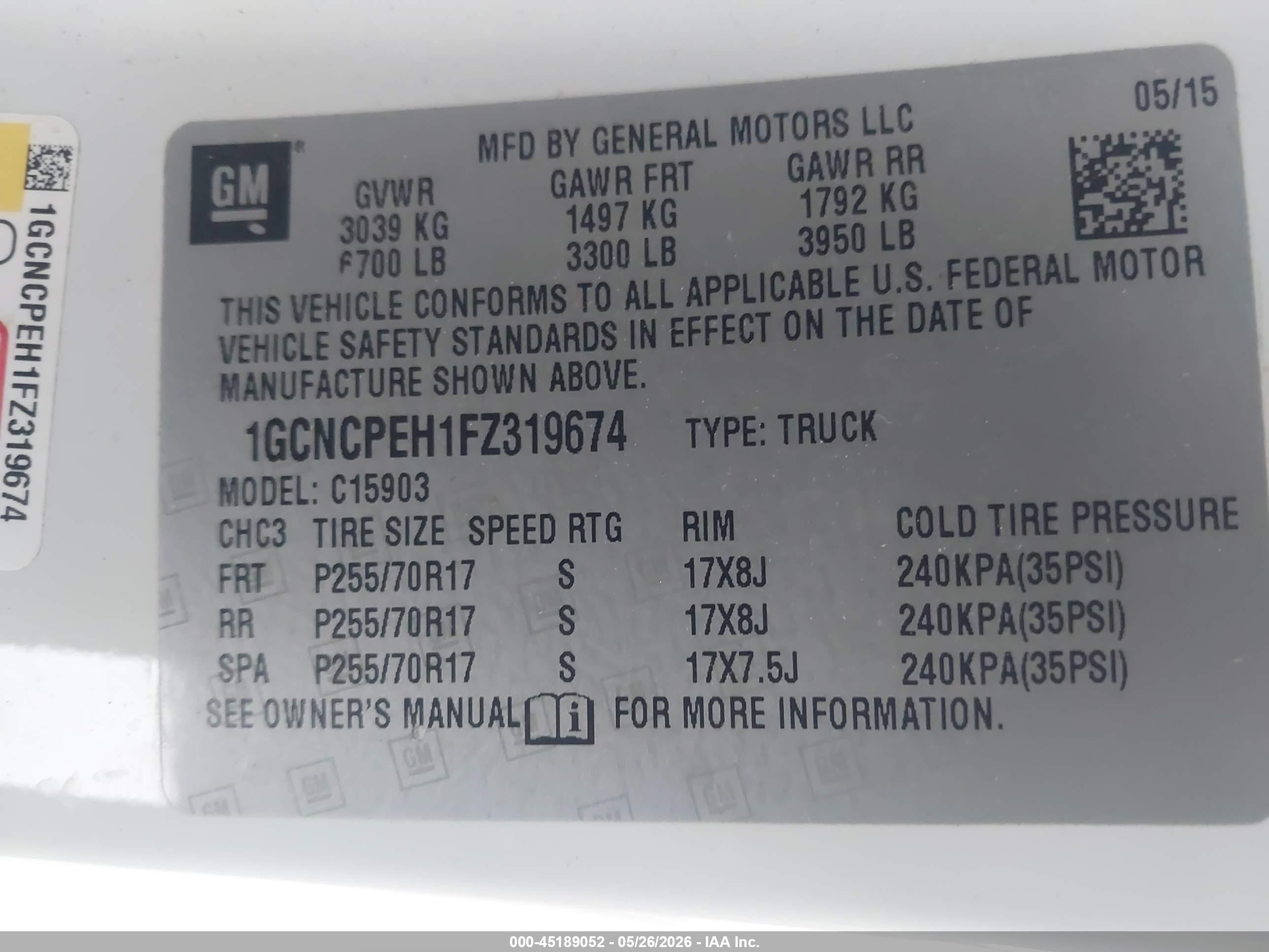 2015 Chevrolet Silverado 1500 Ls White vin: 1GCNCPEH1FZ319674