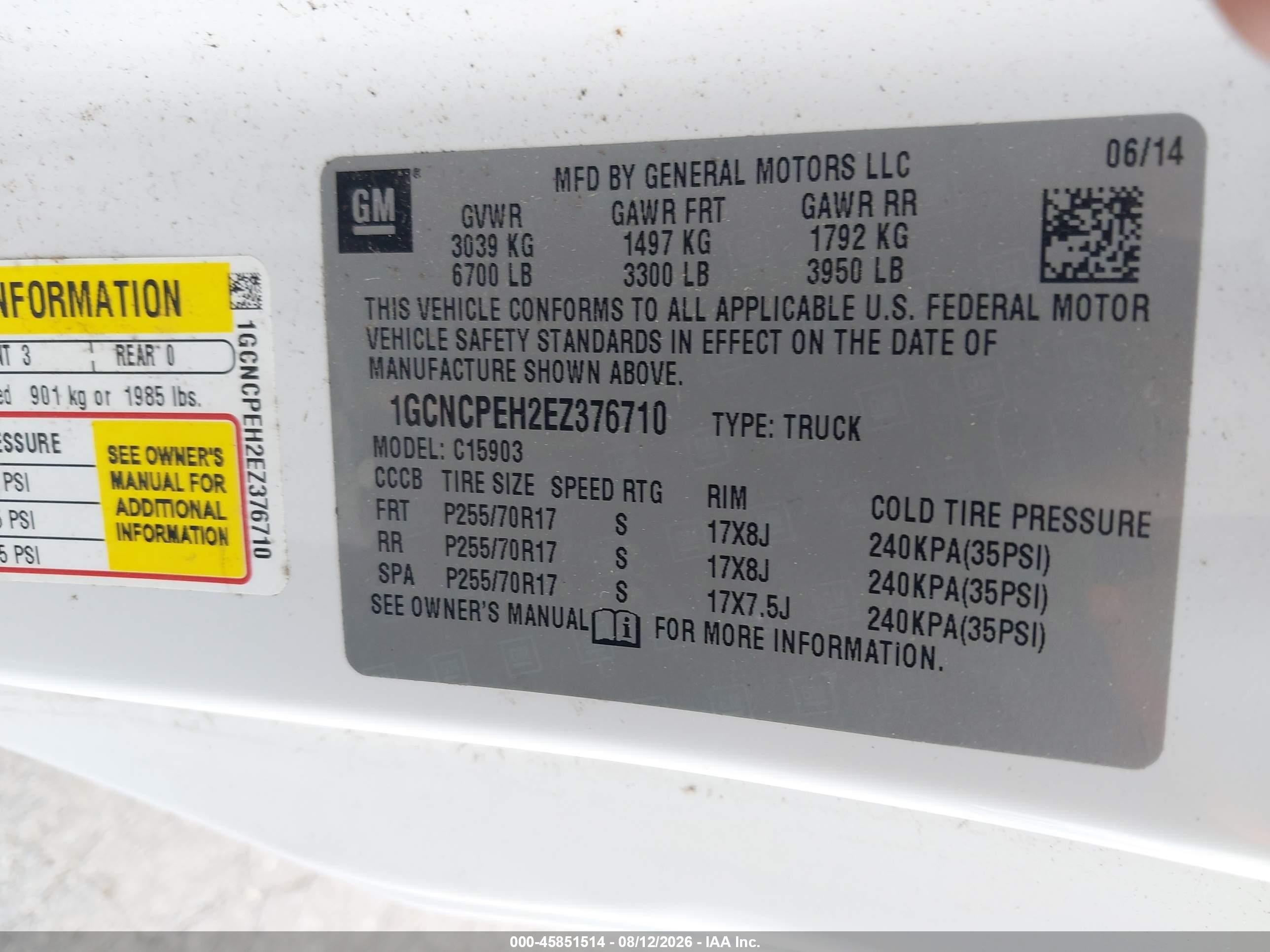 2014 Chevrolet Silverado 1500 Work Truck White vin: 1GCNCPEH2EZ376710