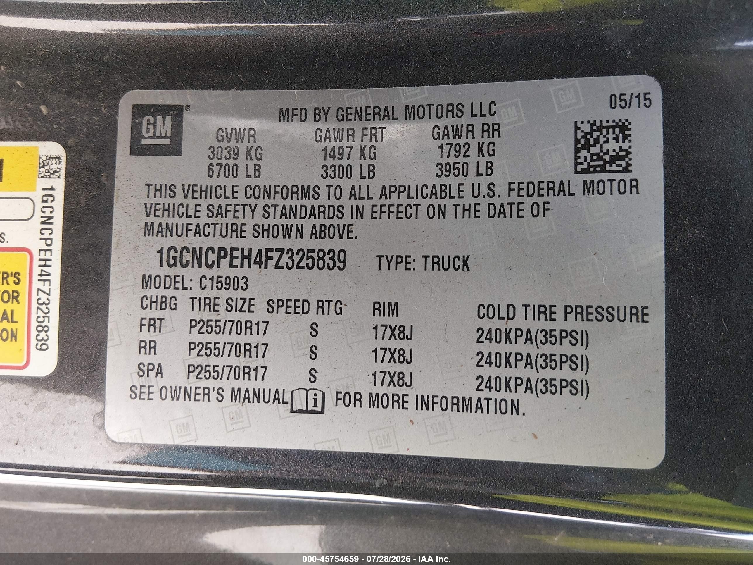 2015 Chevrolet Silverado 1500 Work Truck Gray vin: 1GCNCPEH4FZ325839