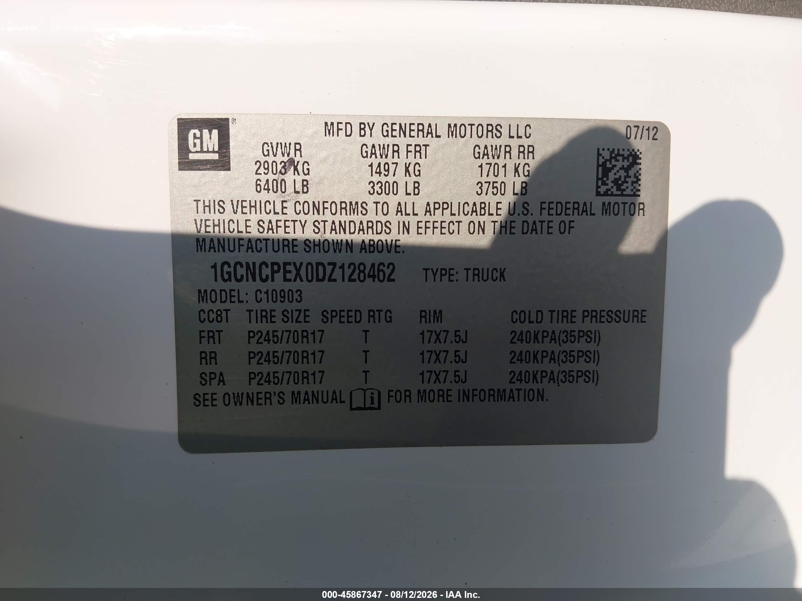 2013 Chevrolet Silverado 1500 Work Truck White vin: 1GCNCPEX0DZ128462