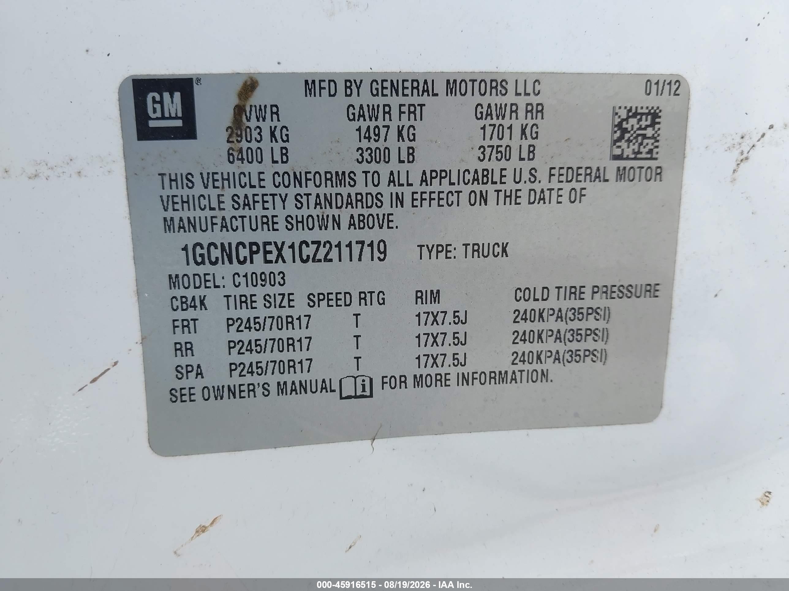 2012 Chevrolet Silverado 1500 Work Truck White vin: 1GCNCPEX1CZ211719