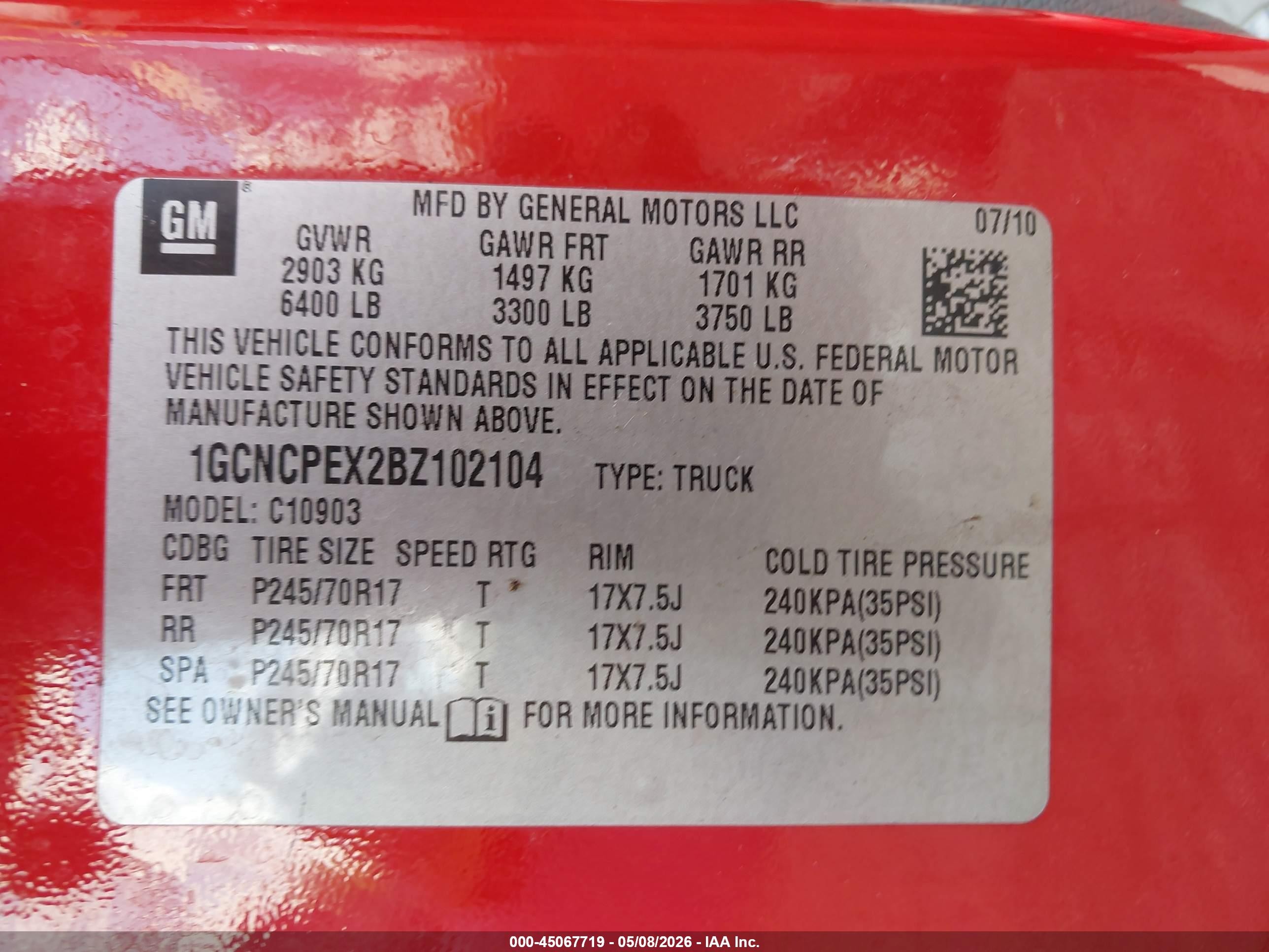 2011 Chevrolet Silverado 1500 Work Truck Red vin: 1GCNCPEX2BZ102104