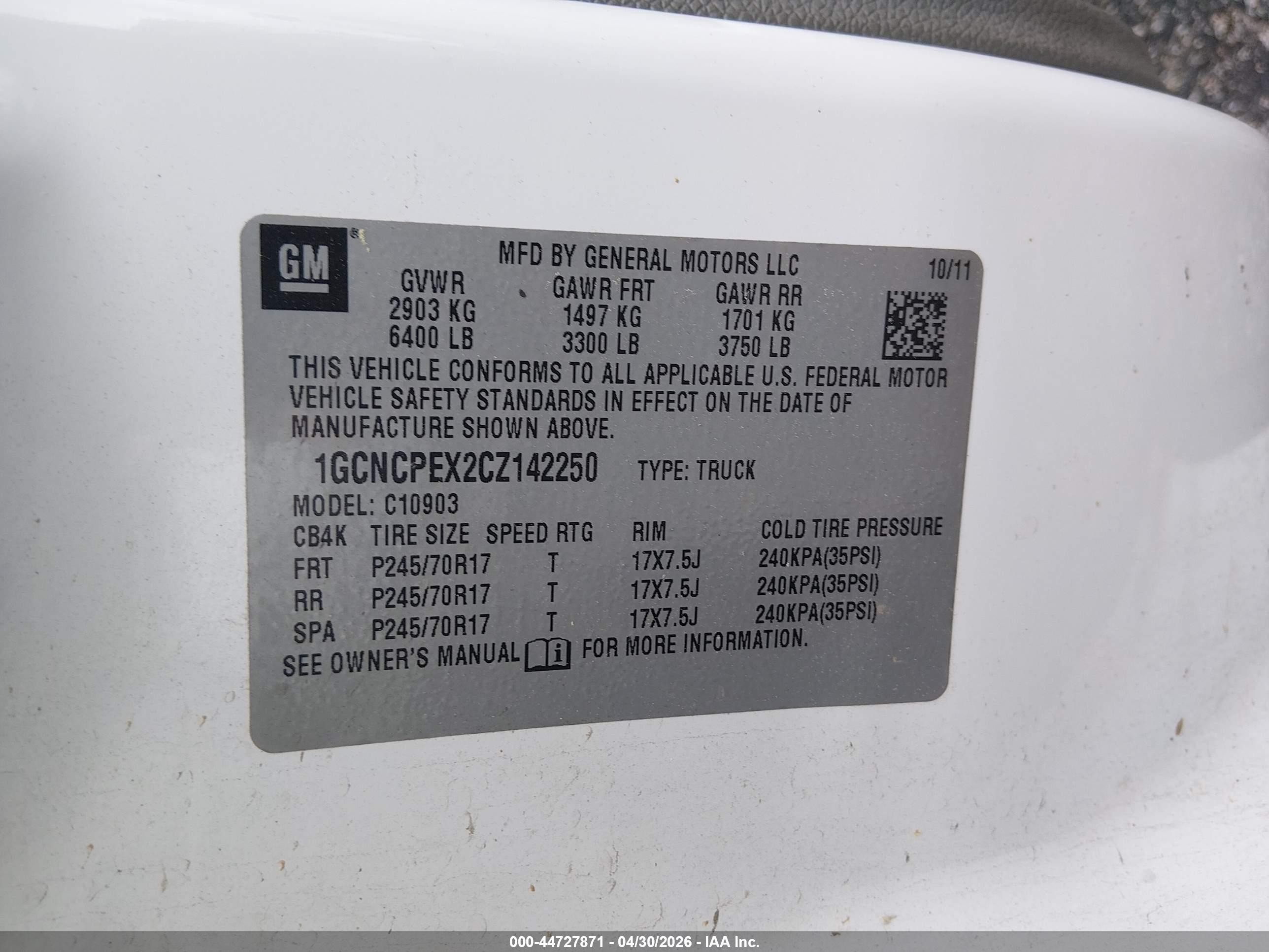 2012 Chevrolet Silverado 1500 Work Truck White vin: 1GCNCPEX2CZ142250