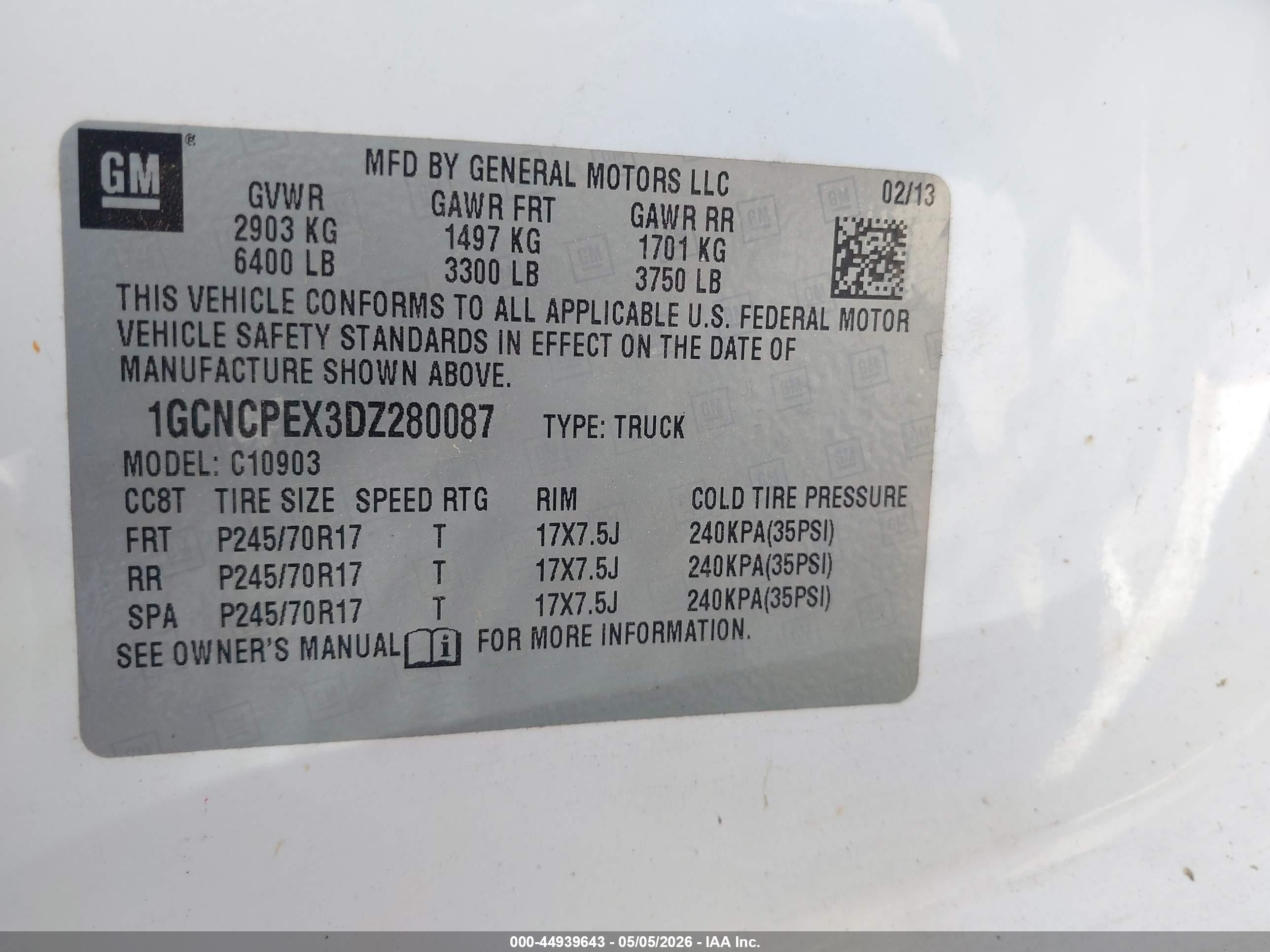 2013 Chevrolet Silverado 1500 Work Truck Белый vin: 1GCNCPEX3DZ280087