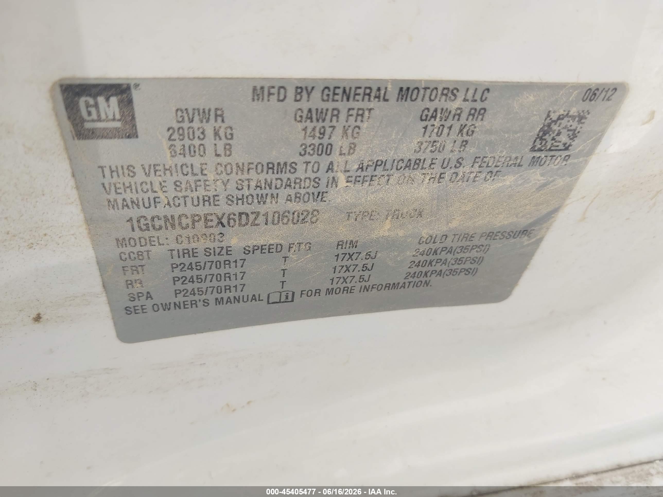 2013 Chevrolet Silverado 1500 Work Truck White vin: 1GCNCPEX6DZ106028
