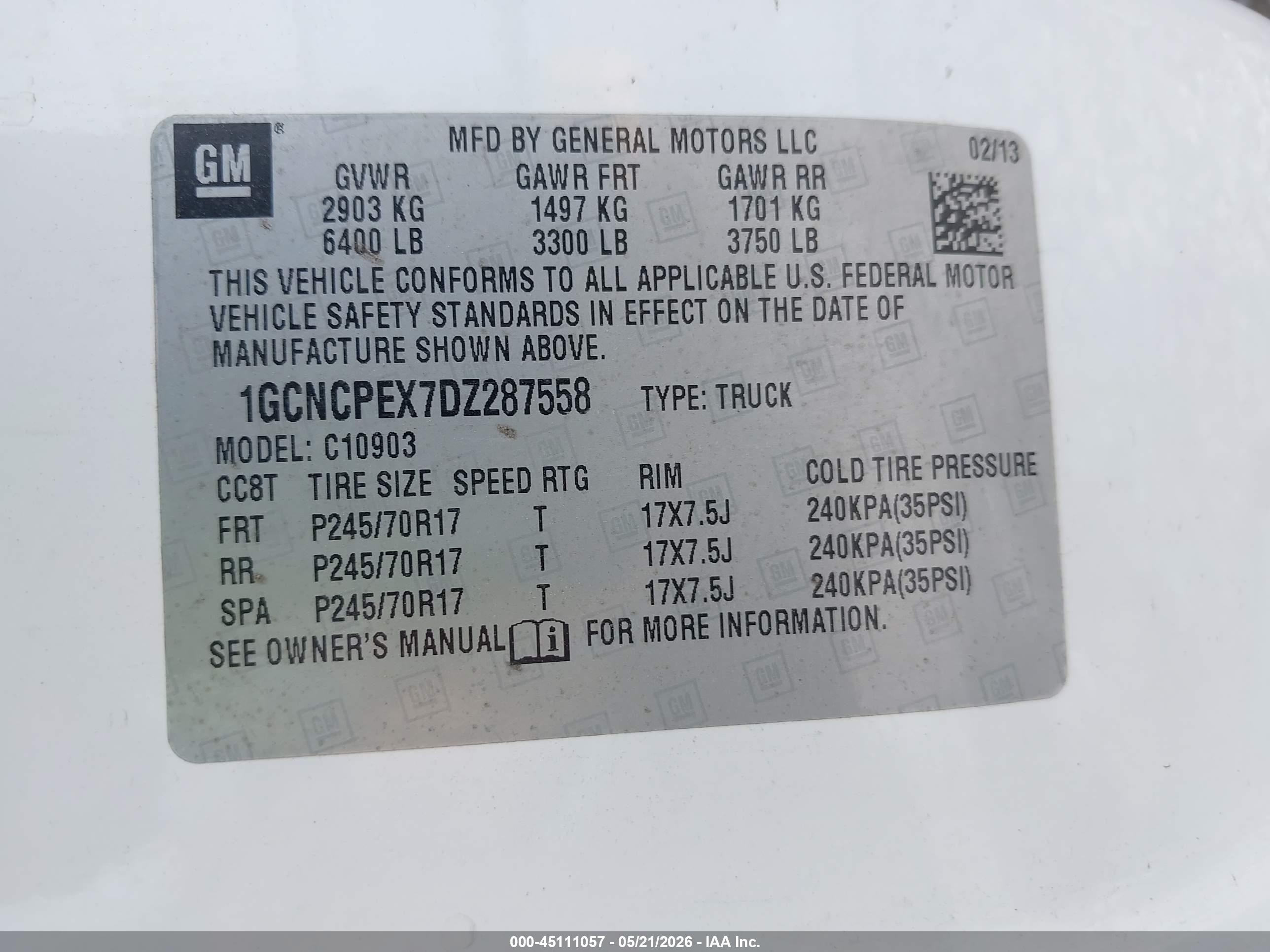 2013 Chevrolet Silverado 1500 Work Truck White vin: 1GCNCPEX7DZ287558